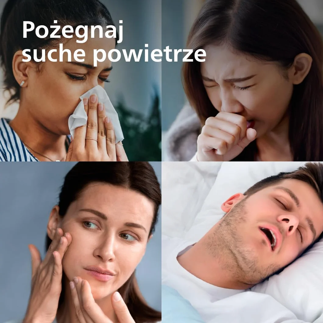 Philips Inteligentny nawilżacz, kompaktowy i mocny, z mgiełką Sky High, czas pracy do 32 godzin, aromaterapia, cichy, z ustawieniem snu i lampką nocną, do pomieszczeń o powierzchni do 41m² (HU1510/03)