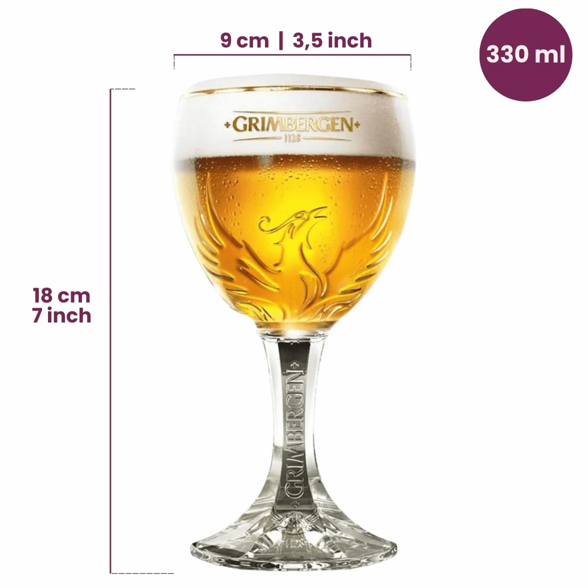 Grimbergen Szklanki do piwa z nóżką 330 ml - 4 sztuki