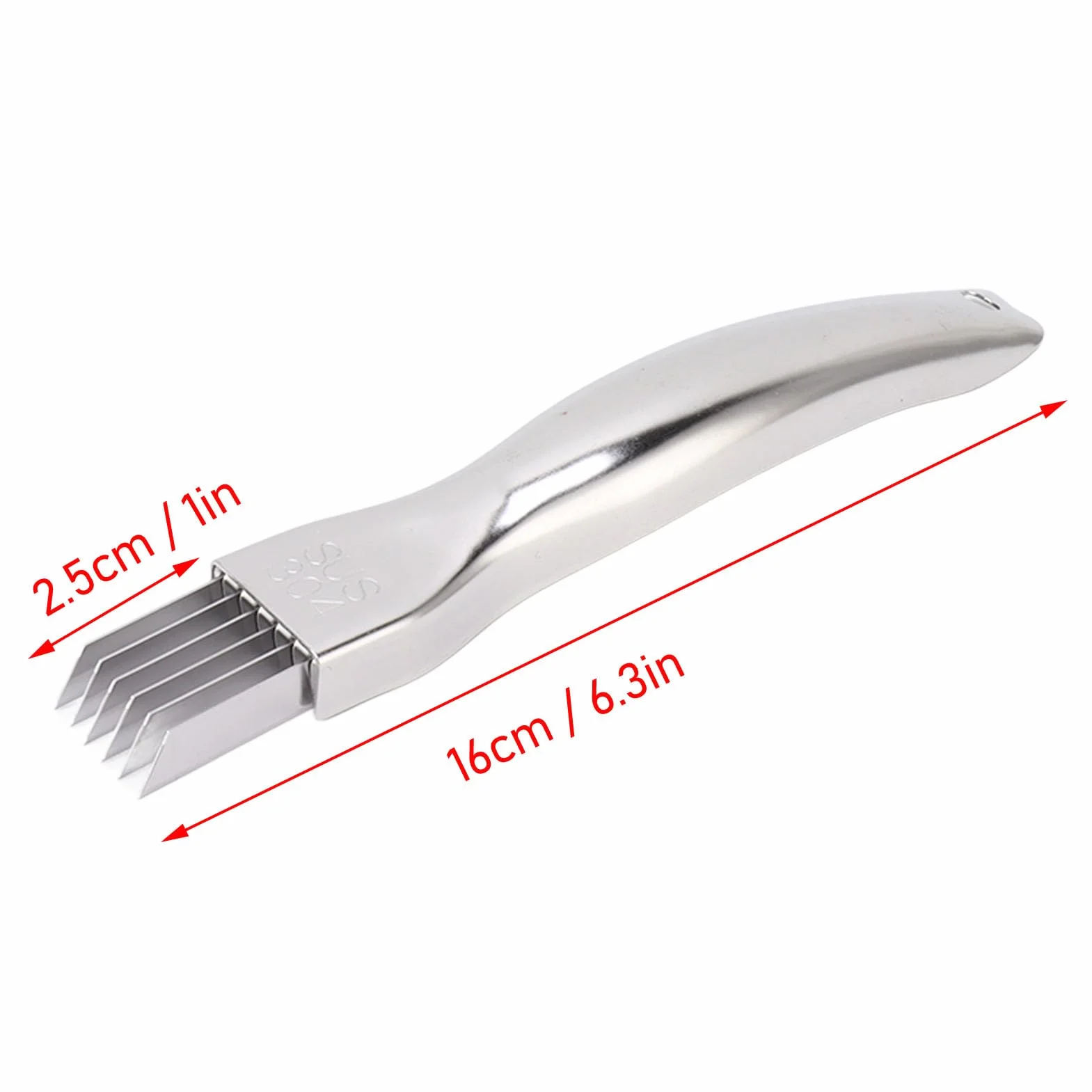 Tissting Scallion Slicer 304 szatkownica do warzyw, 16 cm długości, ozdoba ogórków z 6 ostrzami, siekacz do warzyw, cebuli, marchwi, ziemniaków