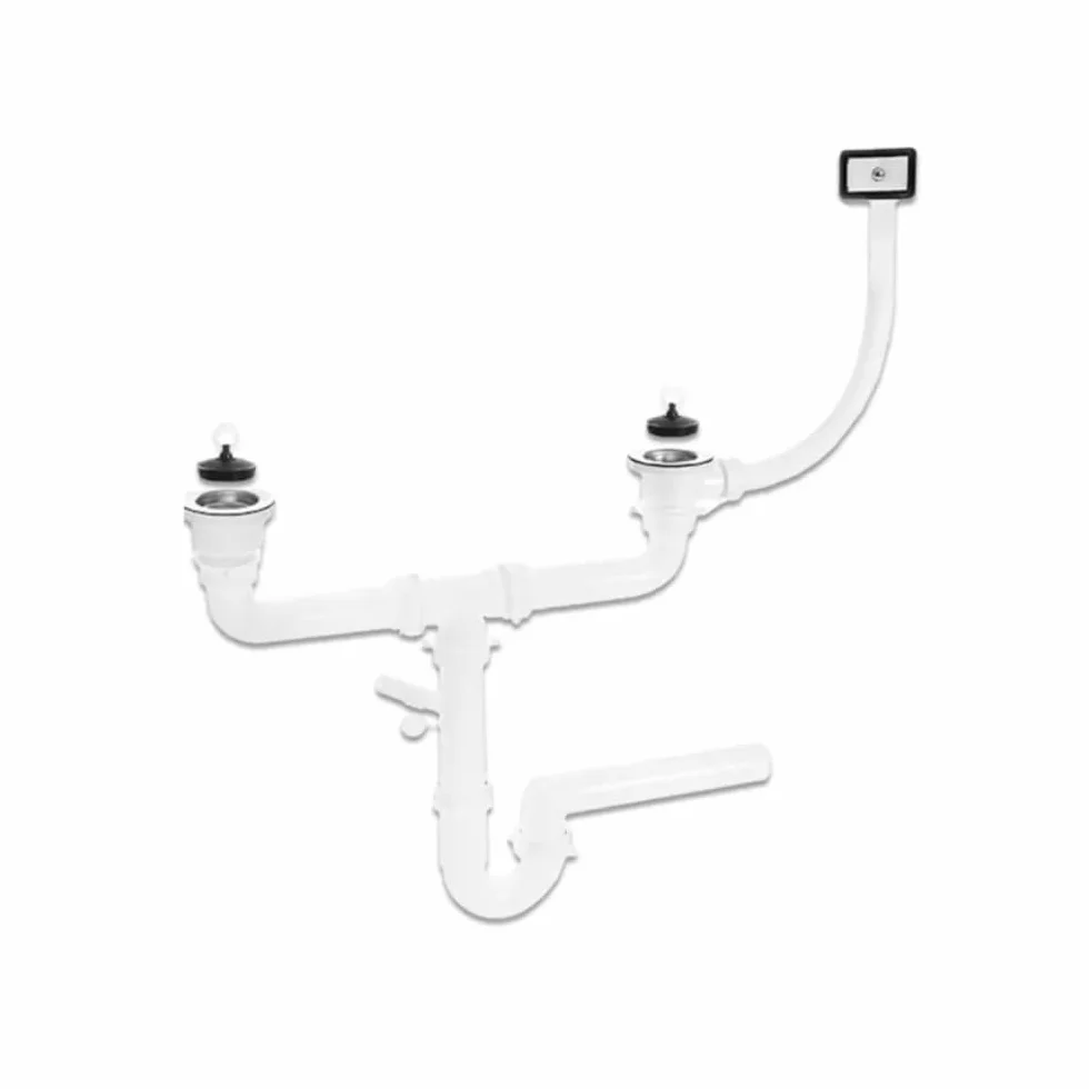 Zlewozmywak meblowy z szafką dolną 80 cm biały zlewozmywak kuchenny 2-komorowy i miska ze stali nierdzewnej kompaktowa szafka pod zlewozmywak do kuchni, szafka stojąca 49 cm głębokości syfon
