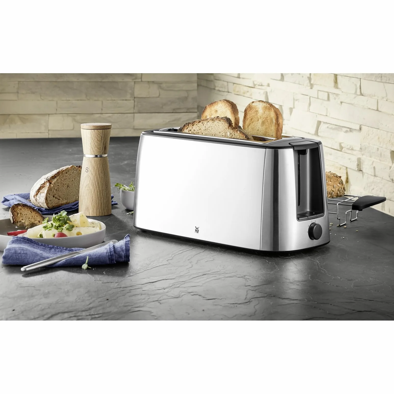 Wmf 414150011 Bueno Pro Toster, Stal Nierdzewna, 1550 W, Srebrny/Czarny