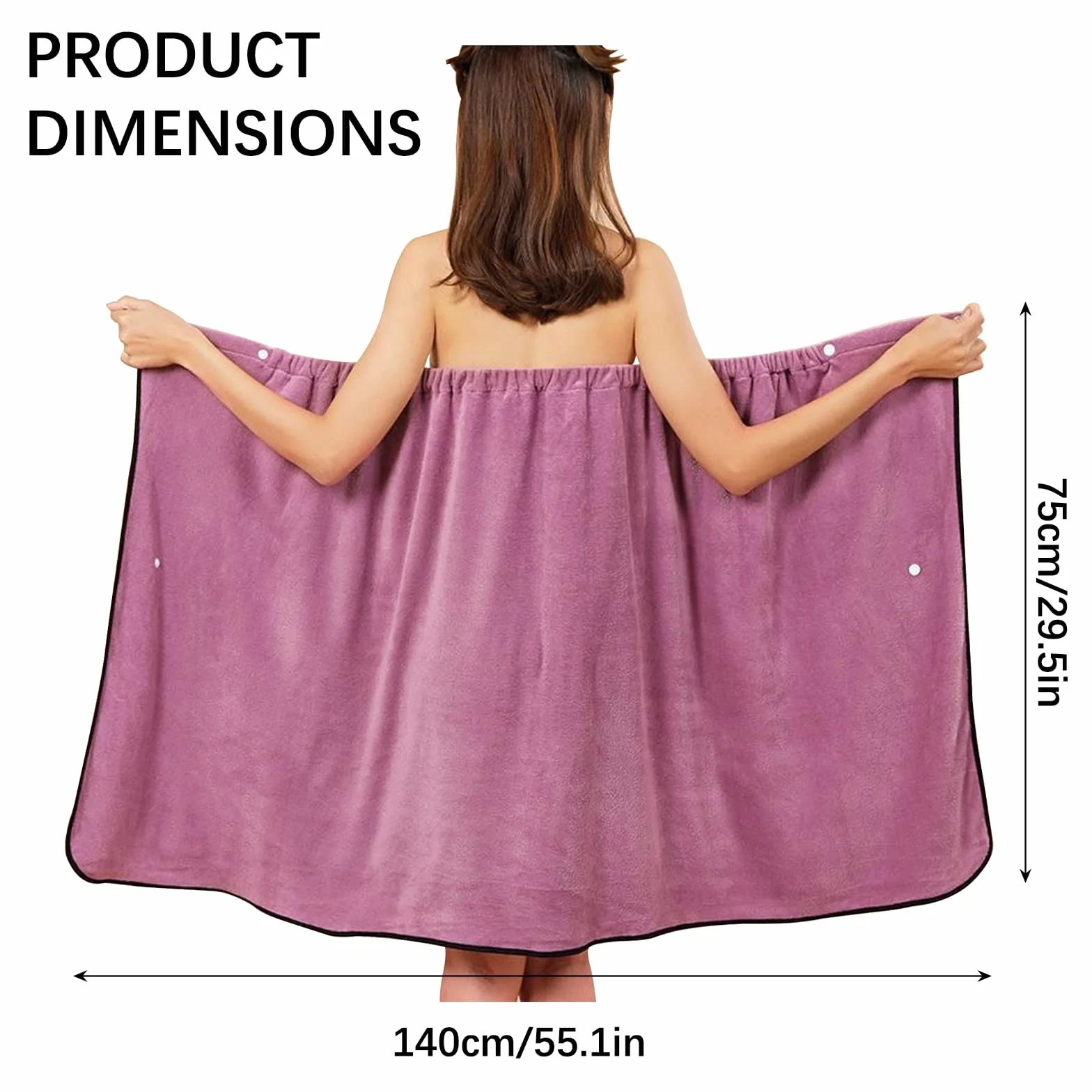 Damski kilt do sauny, ręcznik do sauny z guzikiem, szlafrok, chłonny, szybkoschnący ręcznik kąpielowy z mikrofibry, dla kobiet, do sauny, fitnessu, na plażę i basen, fioletowy