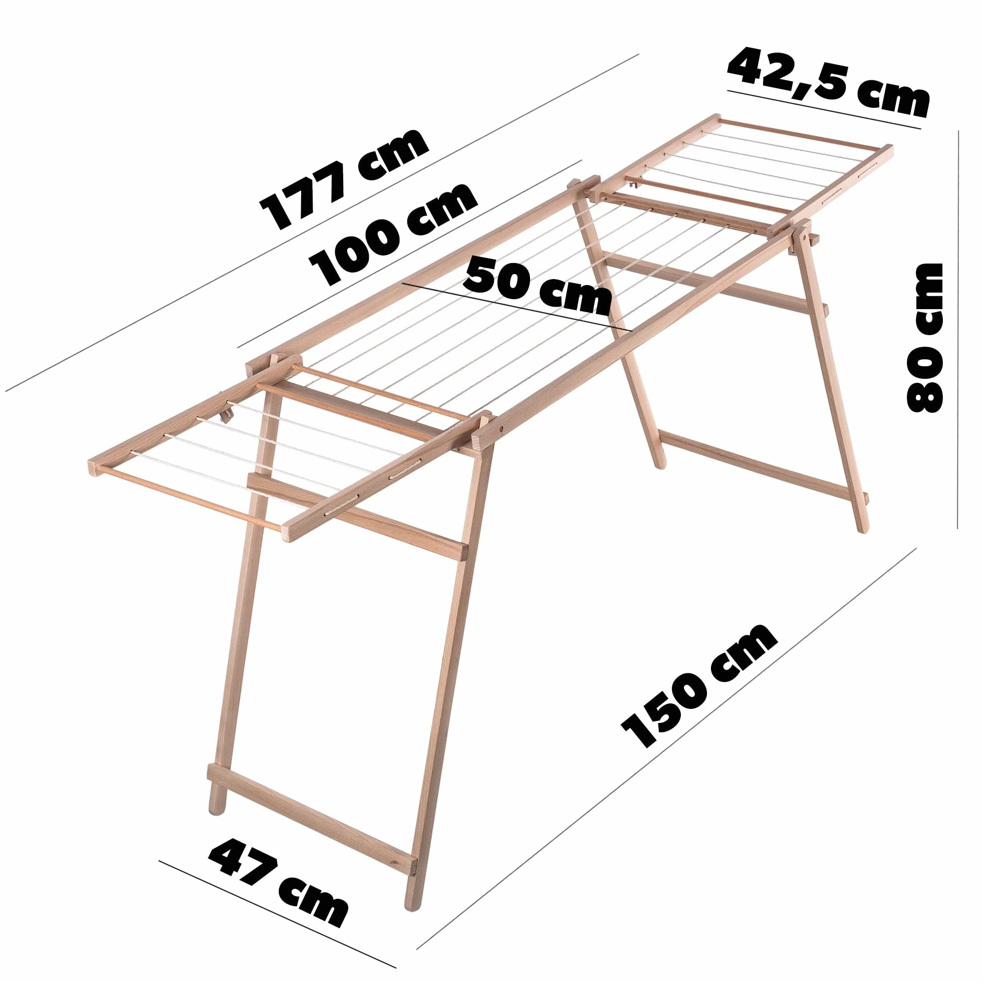 KADAX Drewniana suszarka na pranie składana stojąca 177 cm brązowa