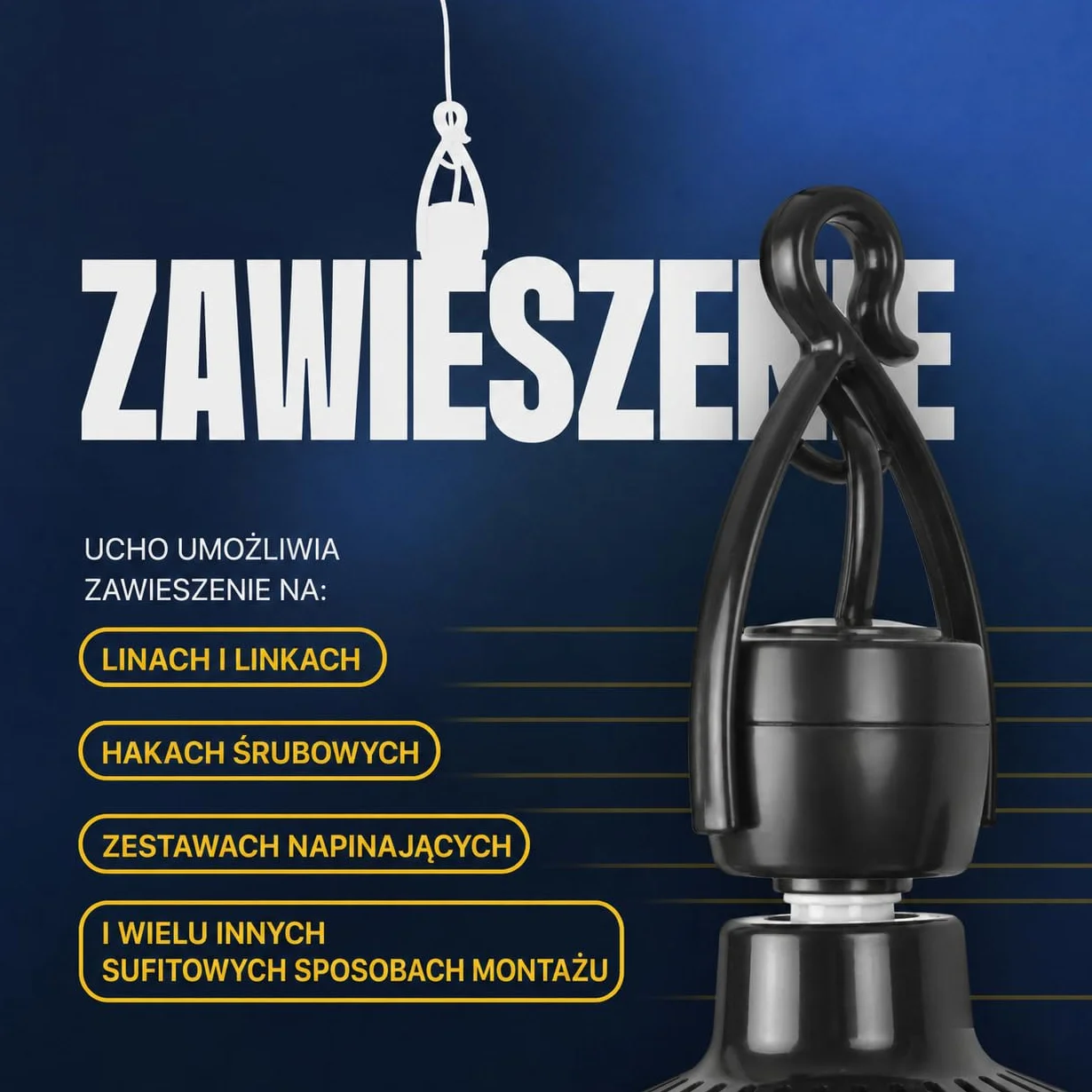 Przenośny wentylator sufitowy z wtyczką i przełącznikiem, 220 V-240 V/5 W, Ø 40 cm, mobilny wentylator z zawieszką, energooszczędny, czarny