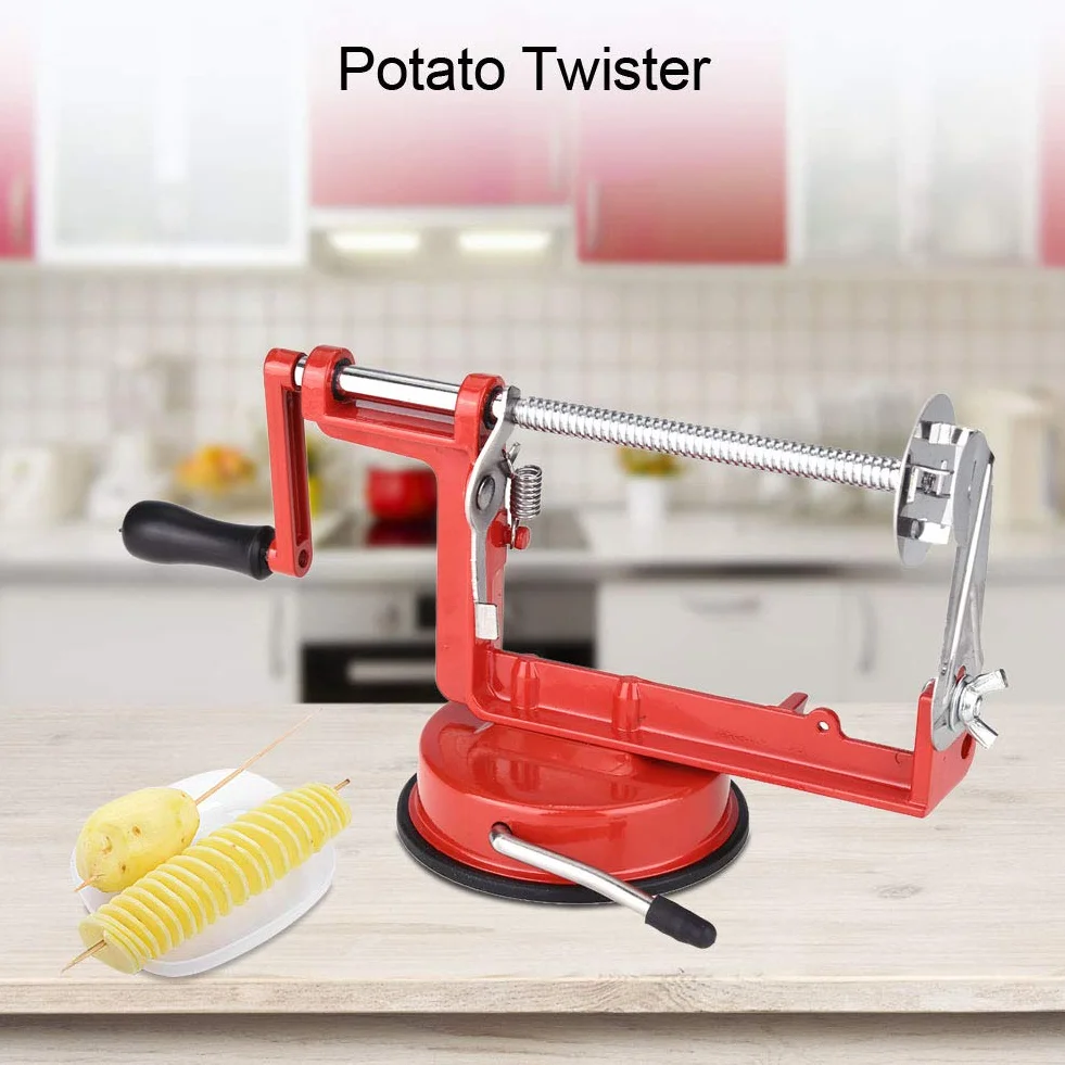 Ręczna spirala do ziemniaków, korba ręczna ze stali nierdzewnej Ręczna krajarka spiralna Twister Cutter Podstawa ssąca Narzędzie kuchenne Gilotyna spiralna Krajarka do ziemniaków