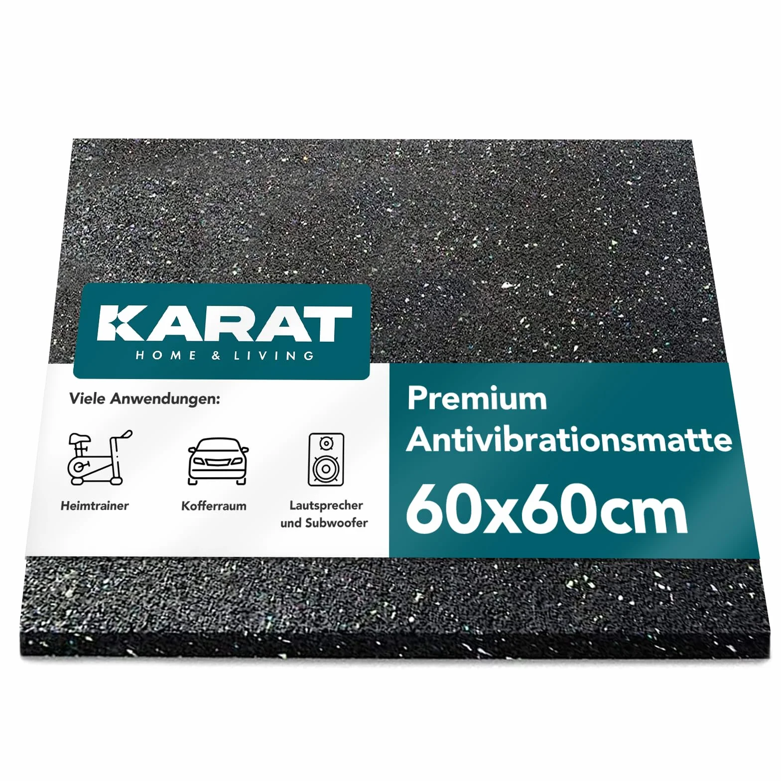 KARAT Mata antywibracyjna 60 x 60 cm, grubość 2 cm – możliwość przycięcia, podkładka antywibracyjna do pralki i suszarki, gumowa podkładka, podkładka pod pralkę, mata wygłuszająca, gumowa mata