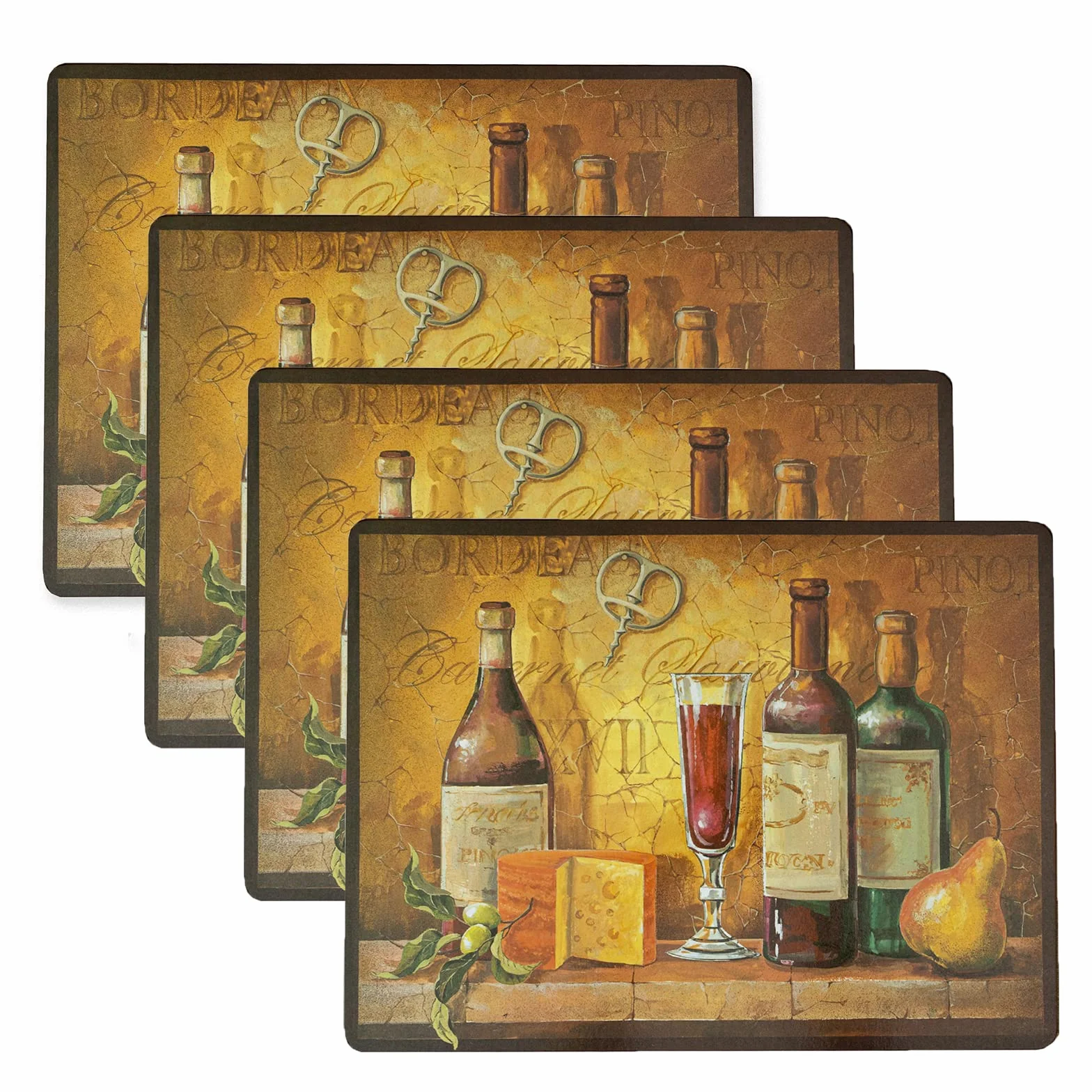 Benson Mills Zestaw 4 podkładek z korka, grube podkładki z korka do kuchni i jadalni, łatwe czyszczenie, prostokątne maty 30 x 40 cm, zestaw 4 szt., wino bordowe