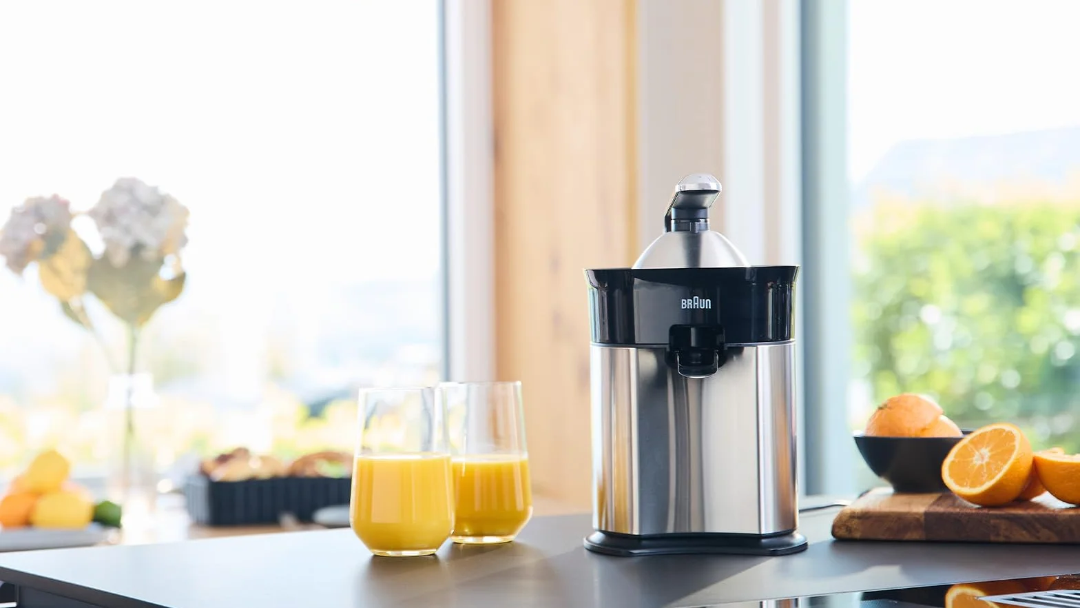 Braun CitrusQuick 7 elektryczna wyciskarka do cytrusów z ramieniem dźwigniowym, blokada kapania, wylew do szklanek