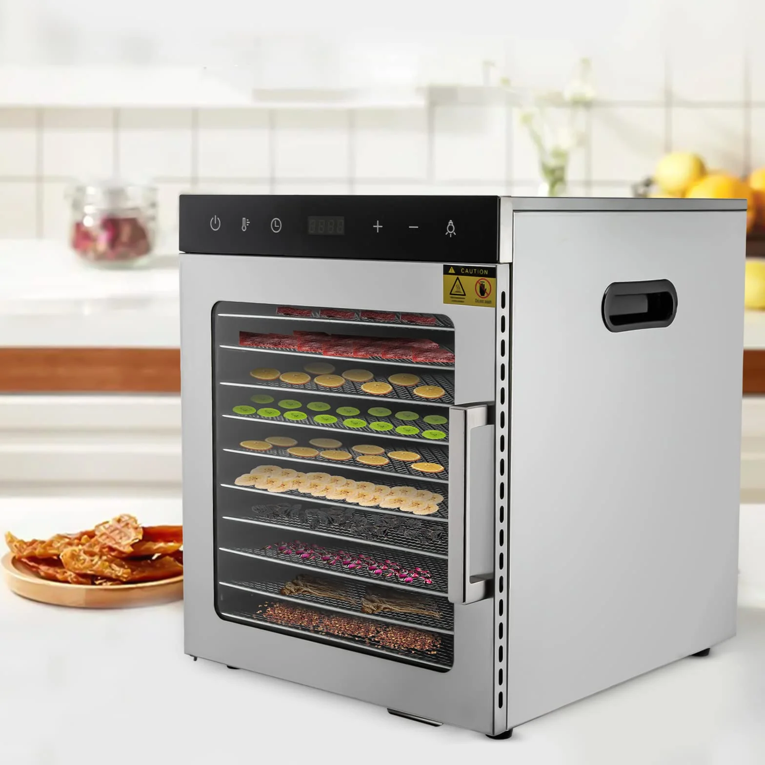 Suszarka do włosów 10-półkowa, stal nierdzewna, 800W, 220V, 30-90°C