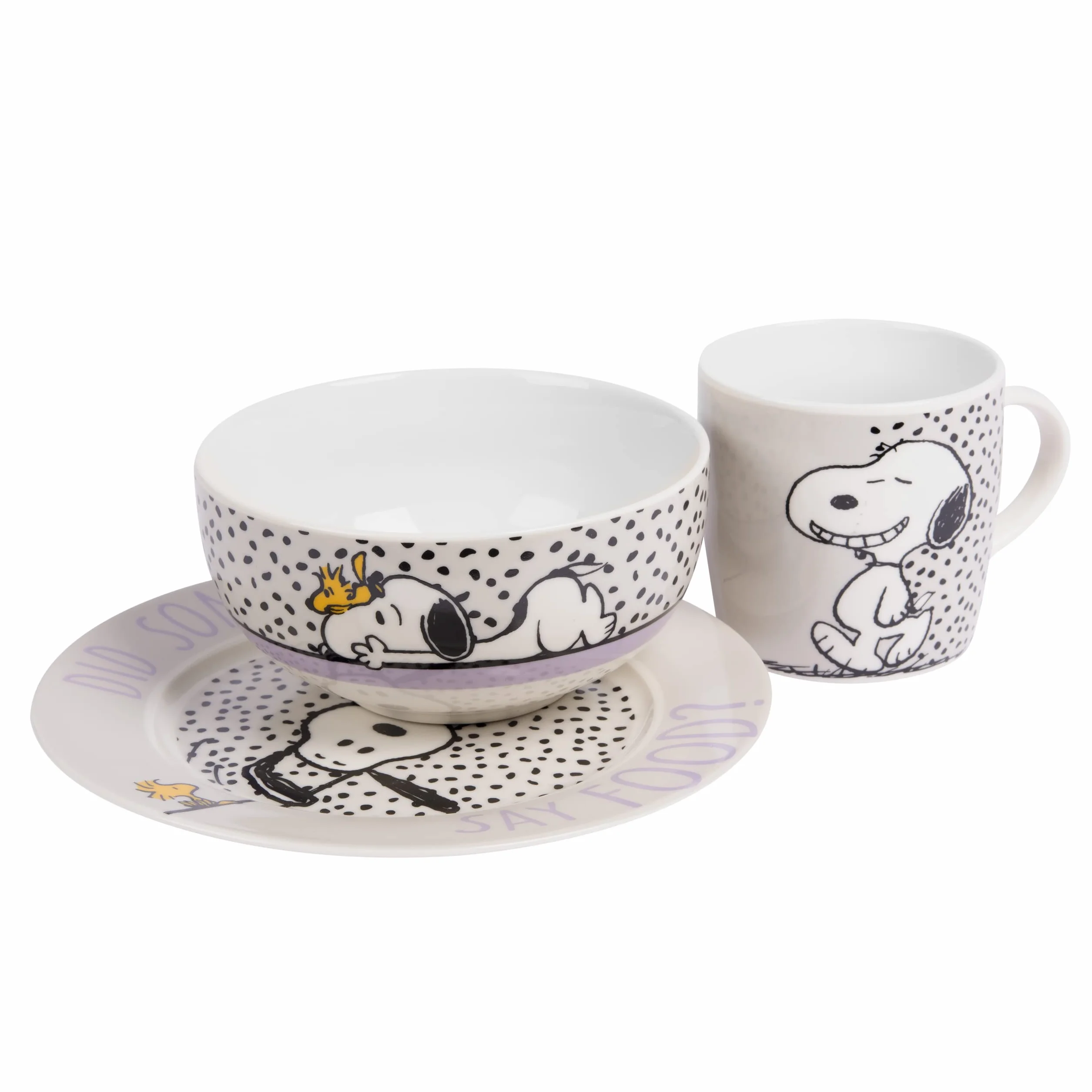 United Labels Snoopy zestaw śniadaniowy dla dzieci 3-częściowy porcelanowy
