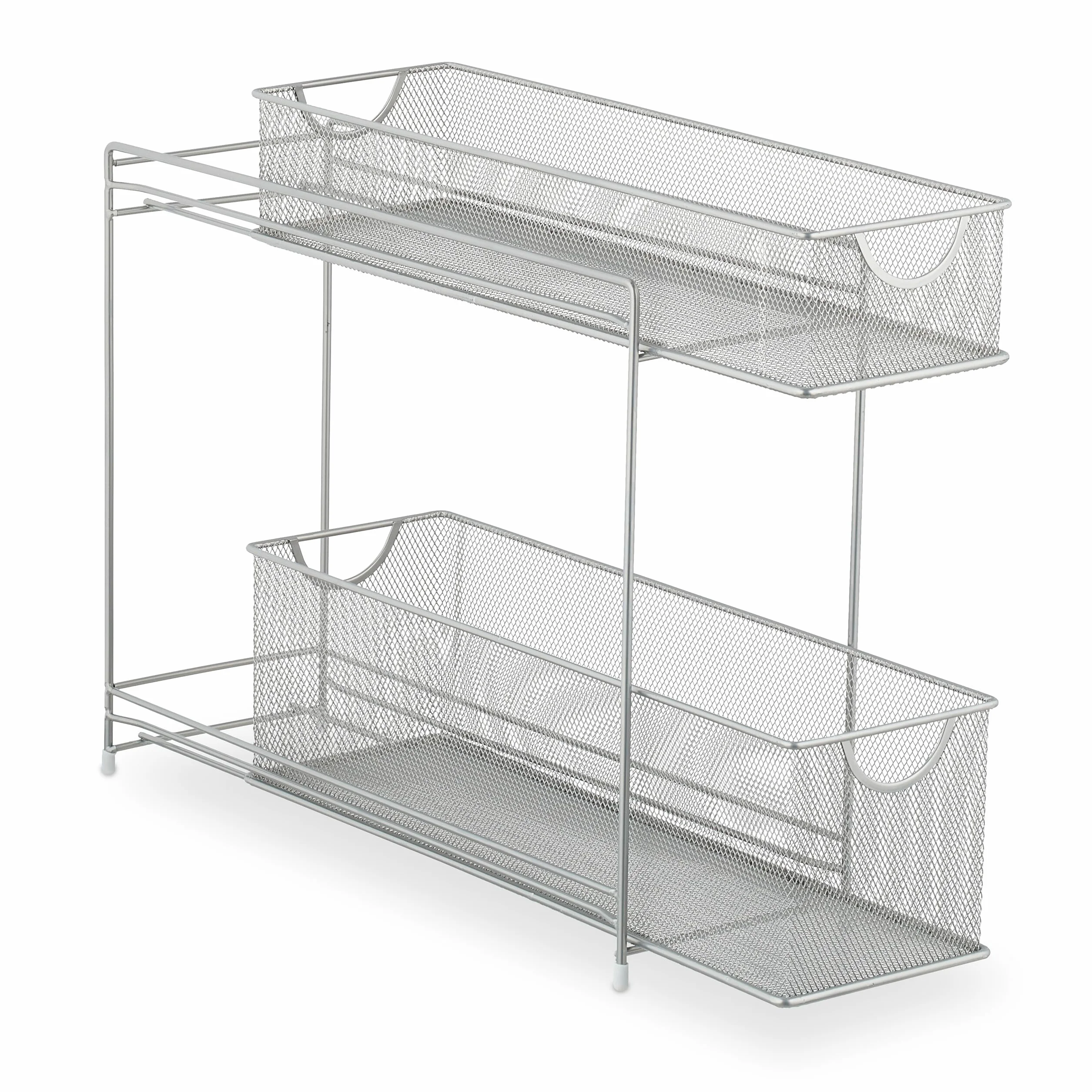 Relaxdays Organizer do szafki kuchennej, wysuwany regał, 2 szuflady, metal, wys. x gł.: 40 x 15 x 46 cm, srebrny