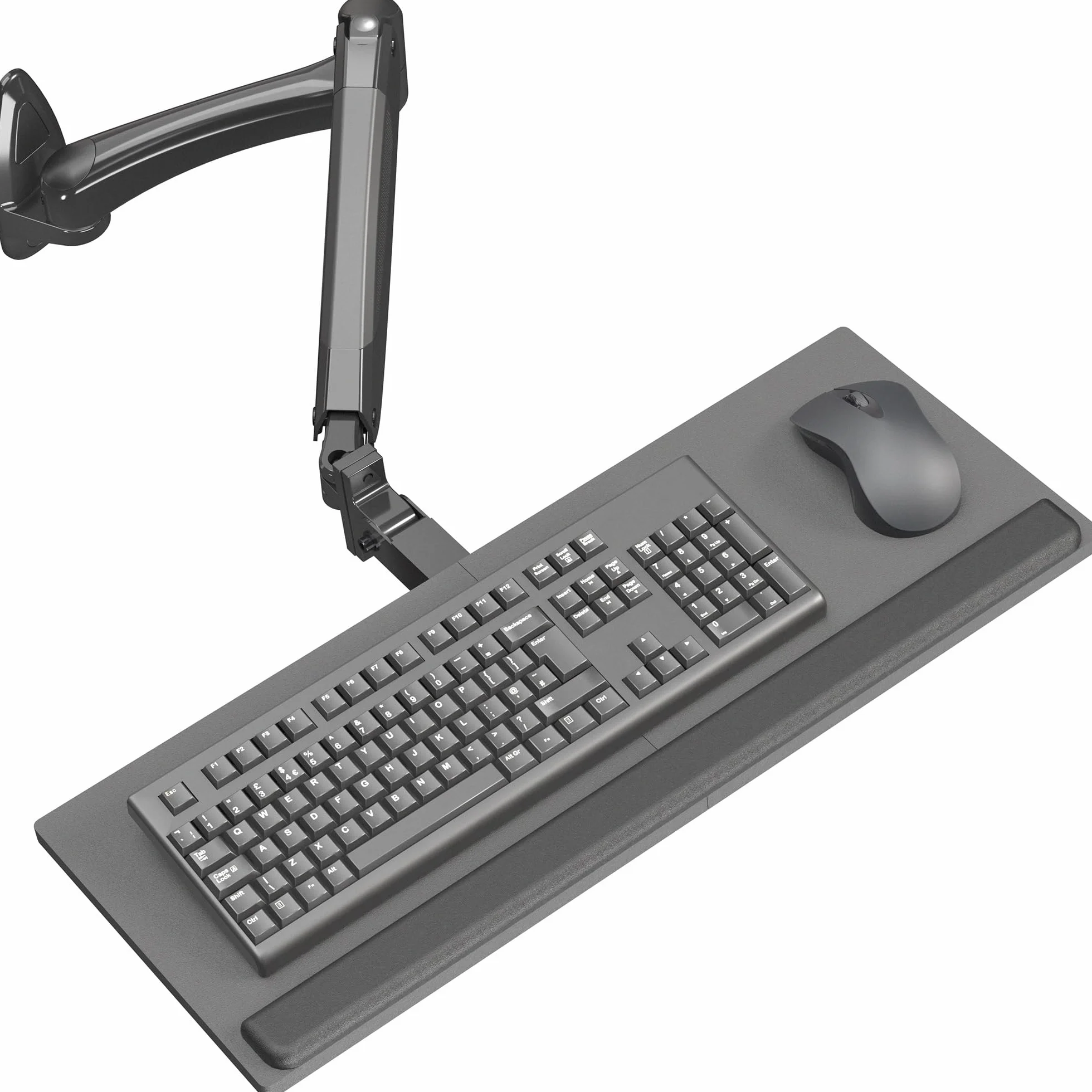 VIVO Sit-Stand 61 cm pneumatyczna sprężynowa klawiatura i taca na mysz uchwyt ścienny, platforma do pisania z regulacją wysokości przeciwwagi, ergonomiczne nachylenie, czarna, MOUNT-KB35B