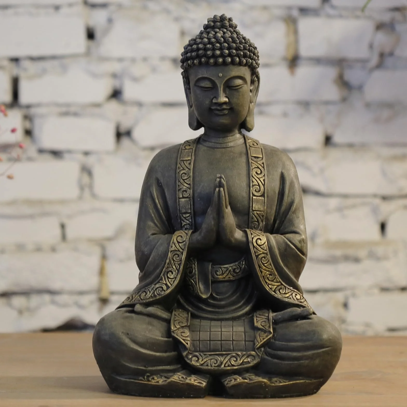 Zen'Light - duży posąg Zen Buddy o wymiarach 40 cm - doskonałe wykończenie, farba z efektem patyny, żywica - piękny przedmiot dekoracyjny i Feng Shui do domu