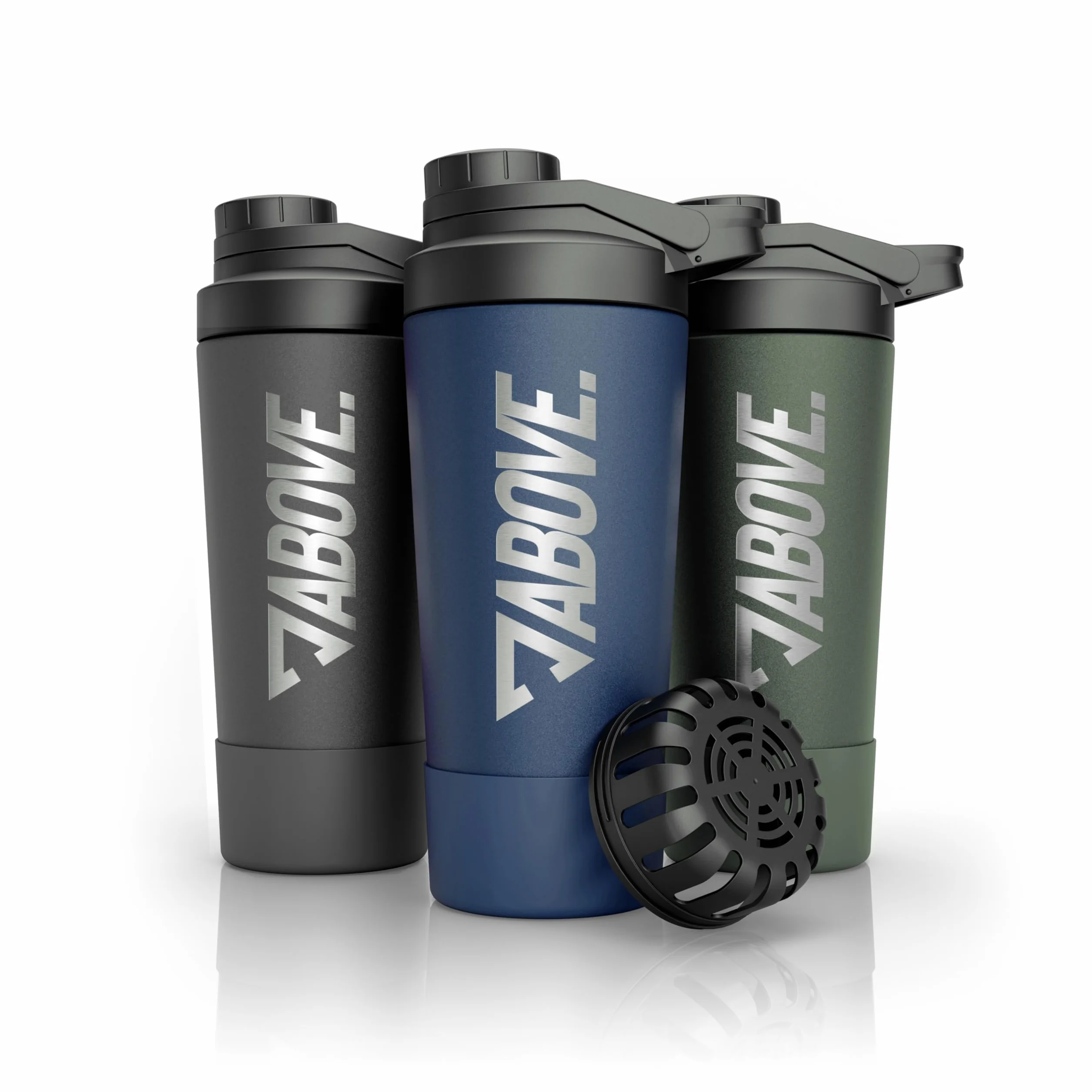 ABOVE. Shaker Białkowy Stal 750ml – Bez BPA i Izolowany: Utrzymuje Napój Gorący lub Zimny 12H – Wbudowana Skala & 100% Szczelna Pokrywka – Solidny & Trwały – Można Myć w Zmywarce do 45°C (Niebieski)