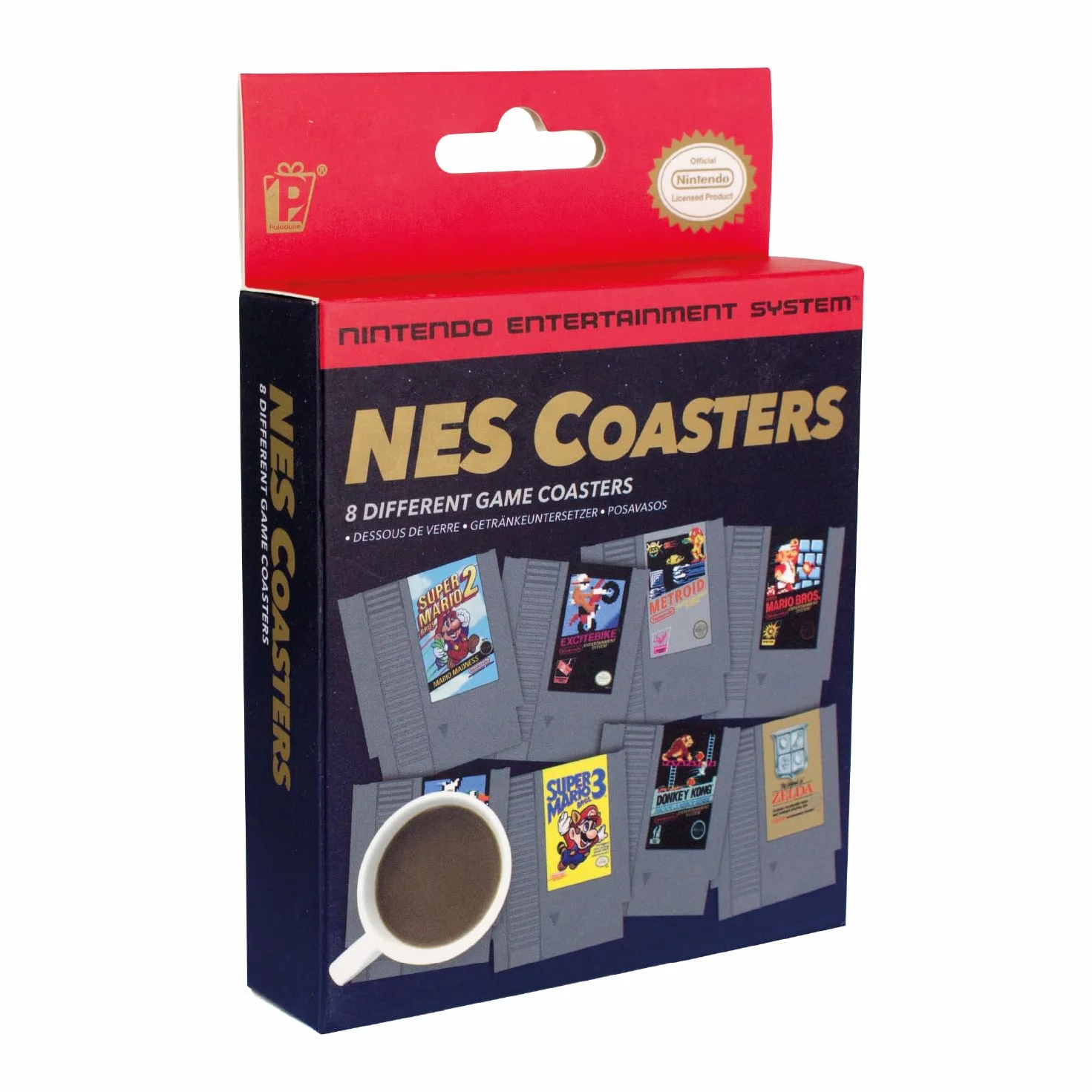 Paladone PP3931NN Nintendo NES podkładki pod napoje – zestaw 8 sztuk, wielokolorowe, 9 x 1 x 10 cm