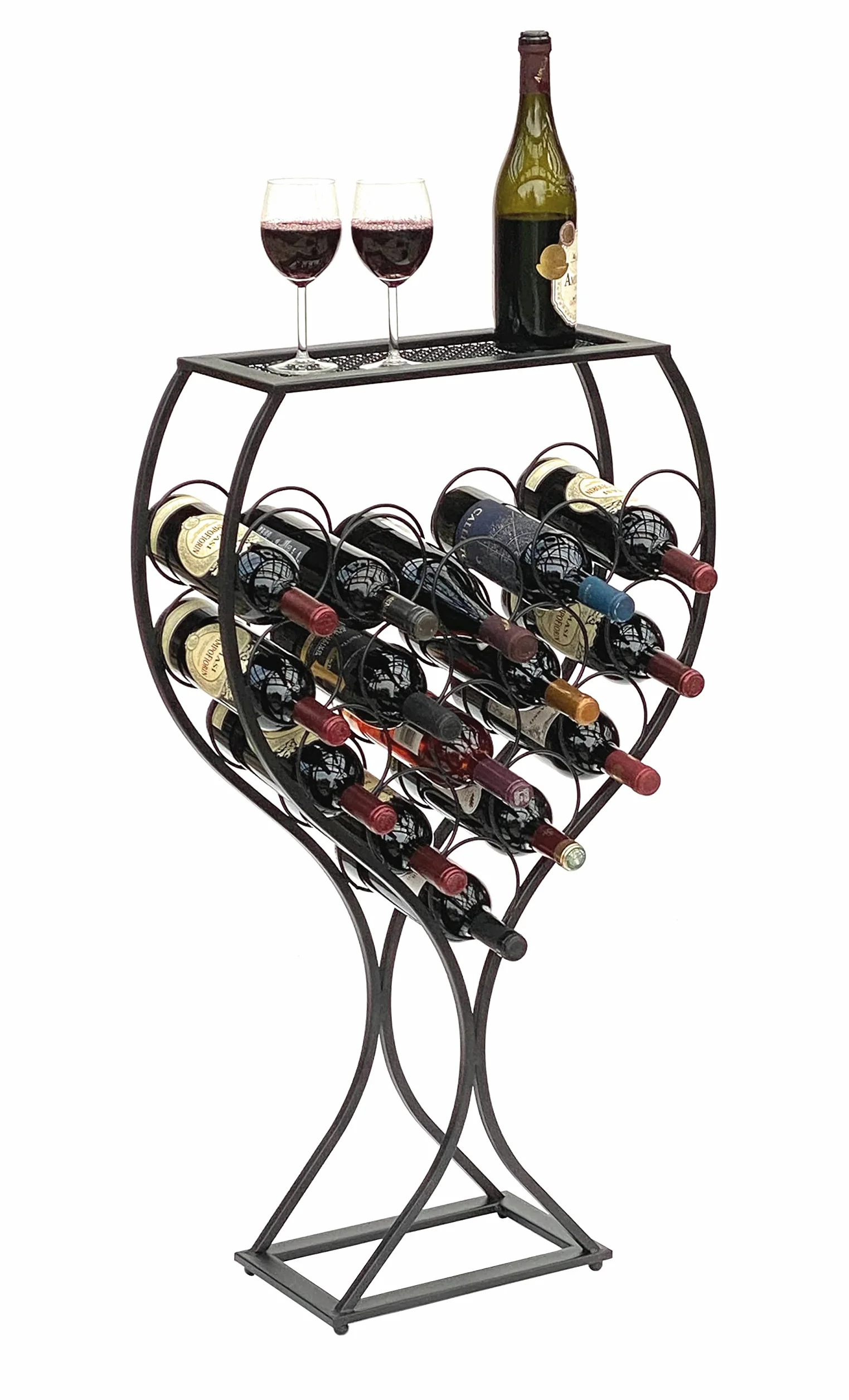 DanDiBo Czarny metalowy stojak na wino 96211 na 15 butelek z kutego żelaza