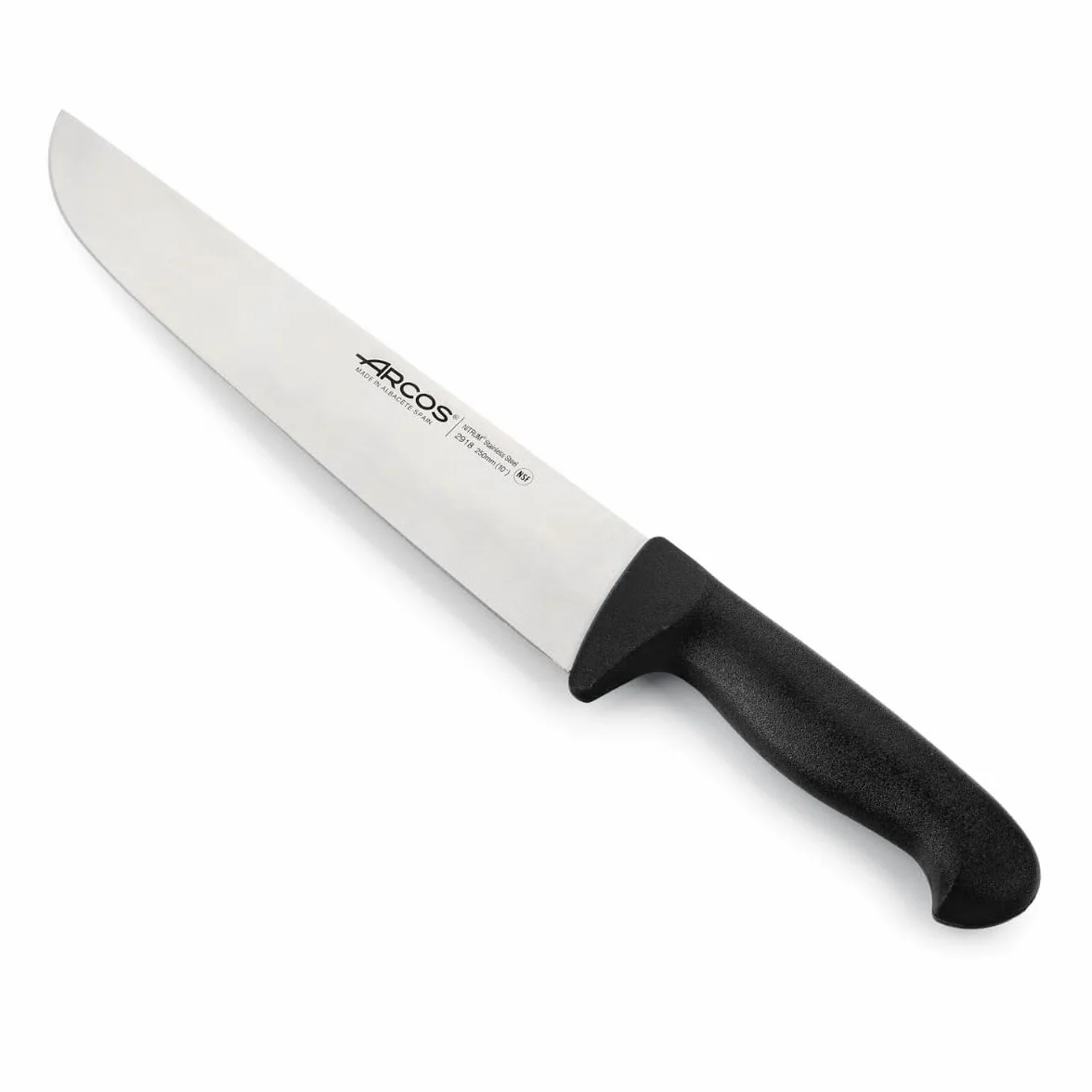 Arcos seria 291825 2900-rzeźnik stek nóż - ostrze nitrm 250 mm (9,84 cala) - uchwyt polipropylenowy czarny kolor, 18/8 stal nierdzewna