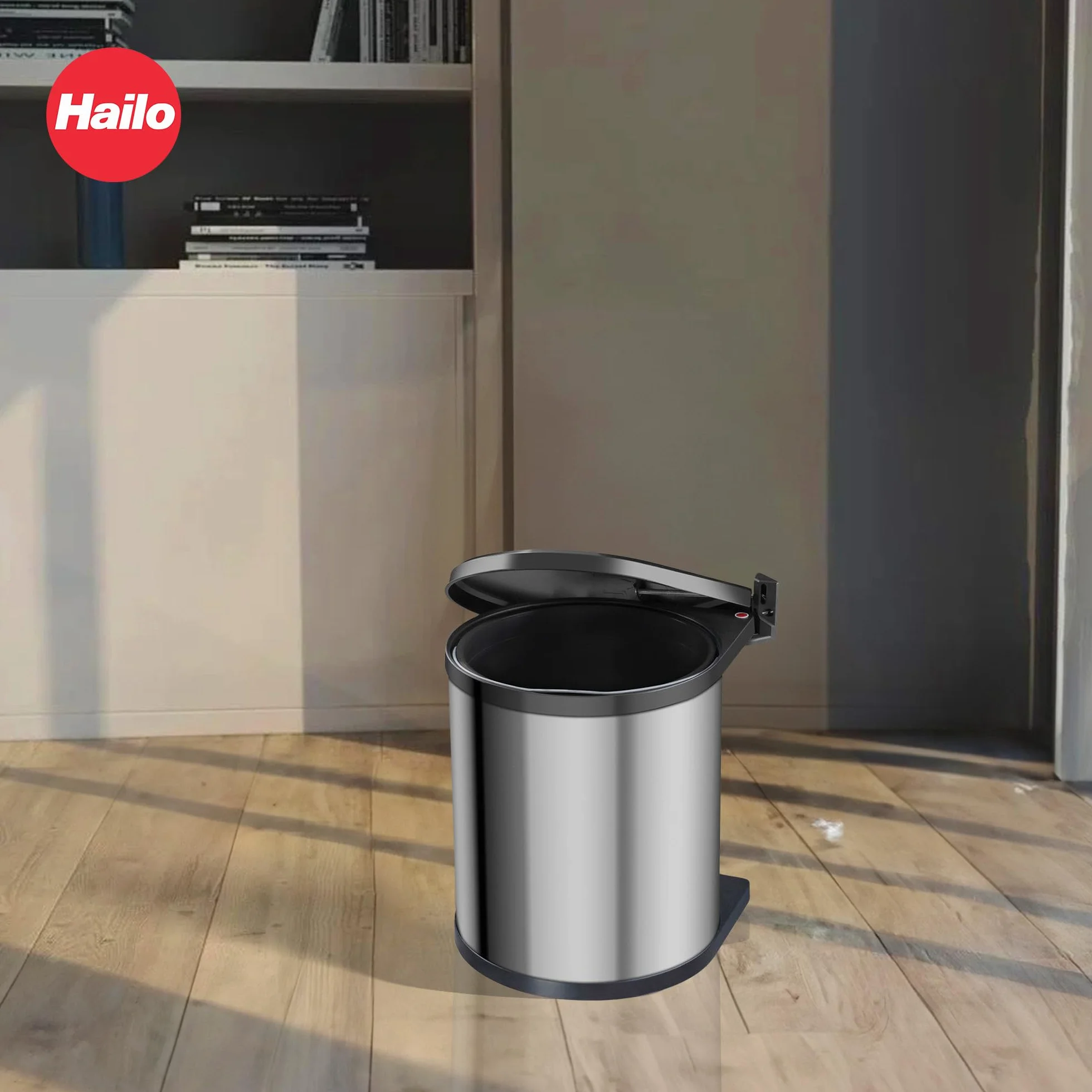Hailo 3555-101 Kompaktowy pojemnik ze stali nierdzewnej, 15 l
