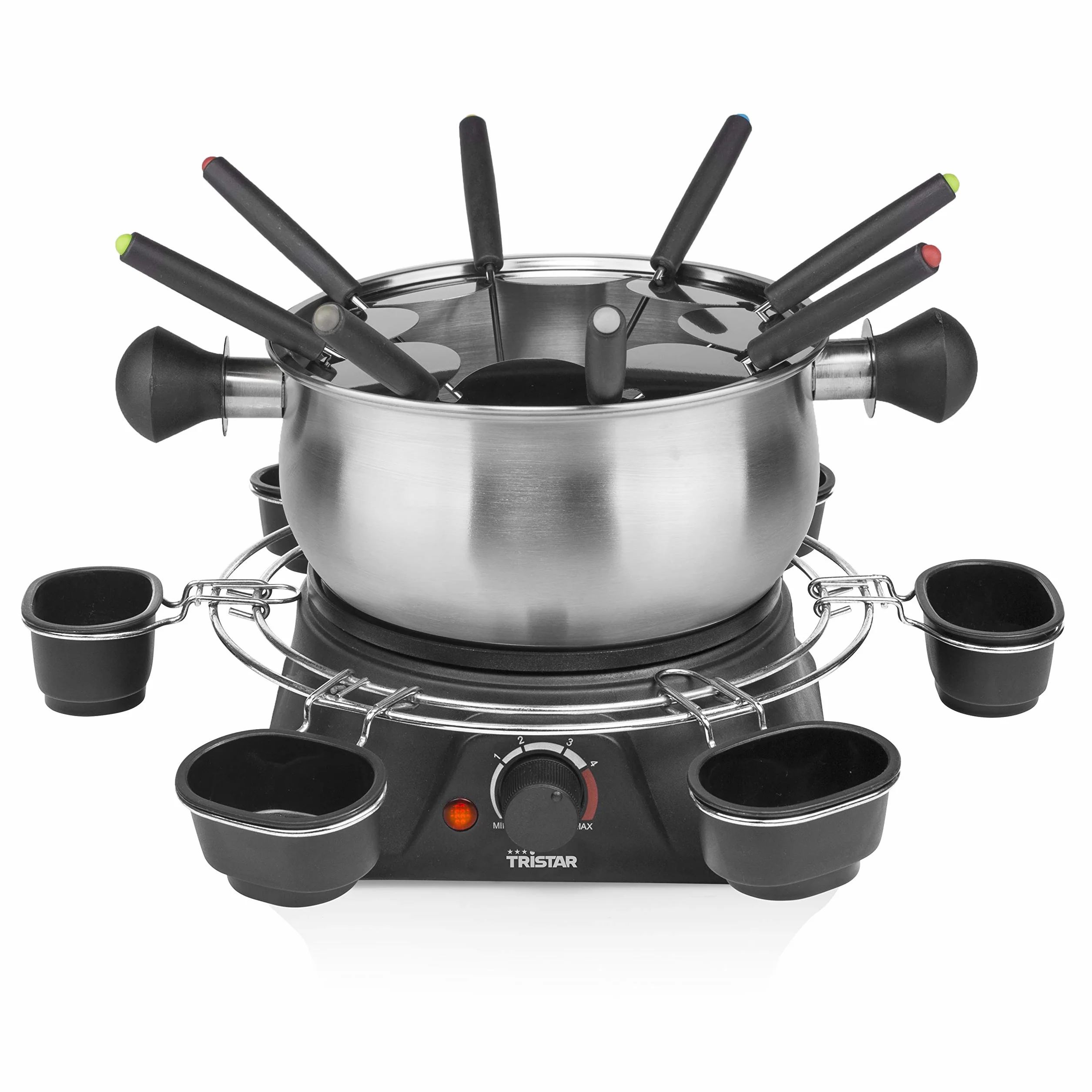 Tristar zestaw do fondue dla maksymalnie 8 osób, pojemność 1,3 l, widelce ze stali nierdzewnej i pierścień do sosów, 1400 W, FO-1109