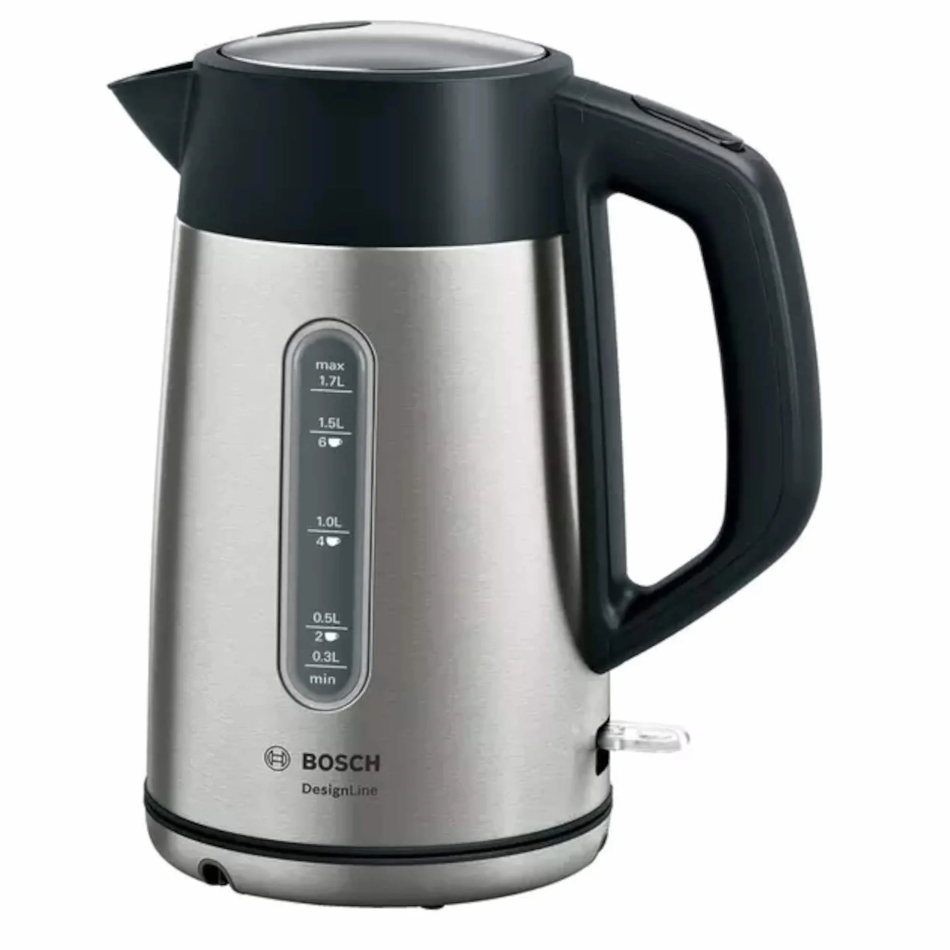 Bosch Hausgeräte TWK4P440 DesignLine Czajnik Elektryczny, Stal Nierdzewna, 2400 W, 1,7 L, Srebrny/Szary
