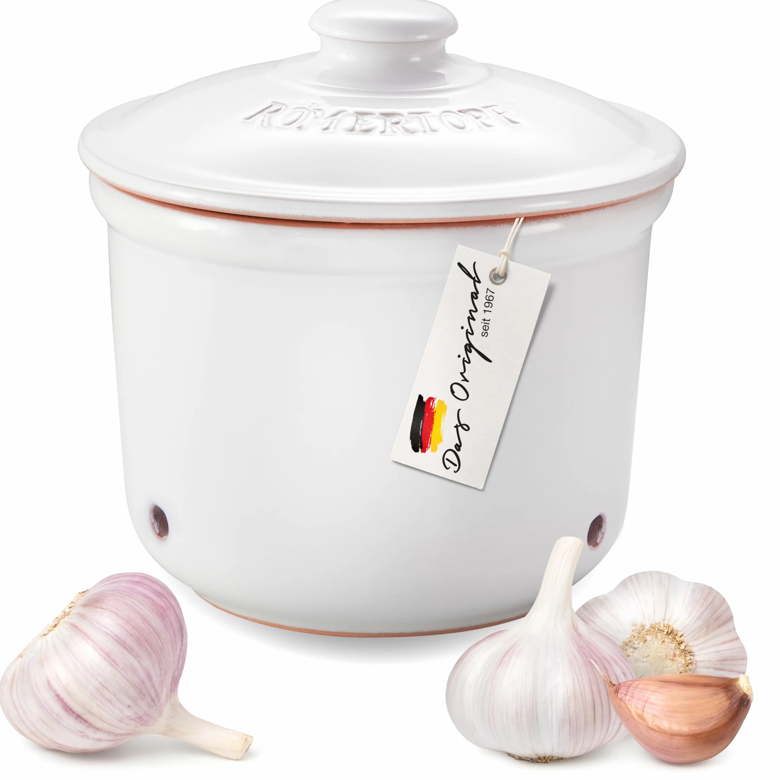 Römertopf garnek mini 0,6 litra ceramiczny do czosnku biały