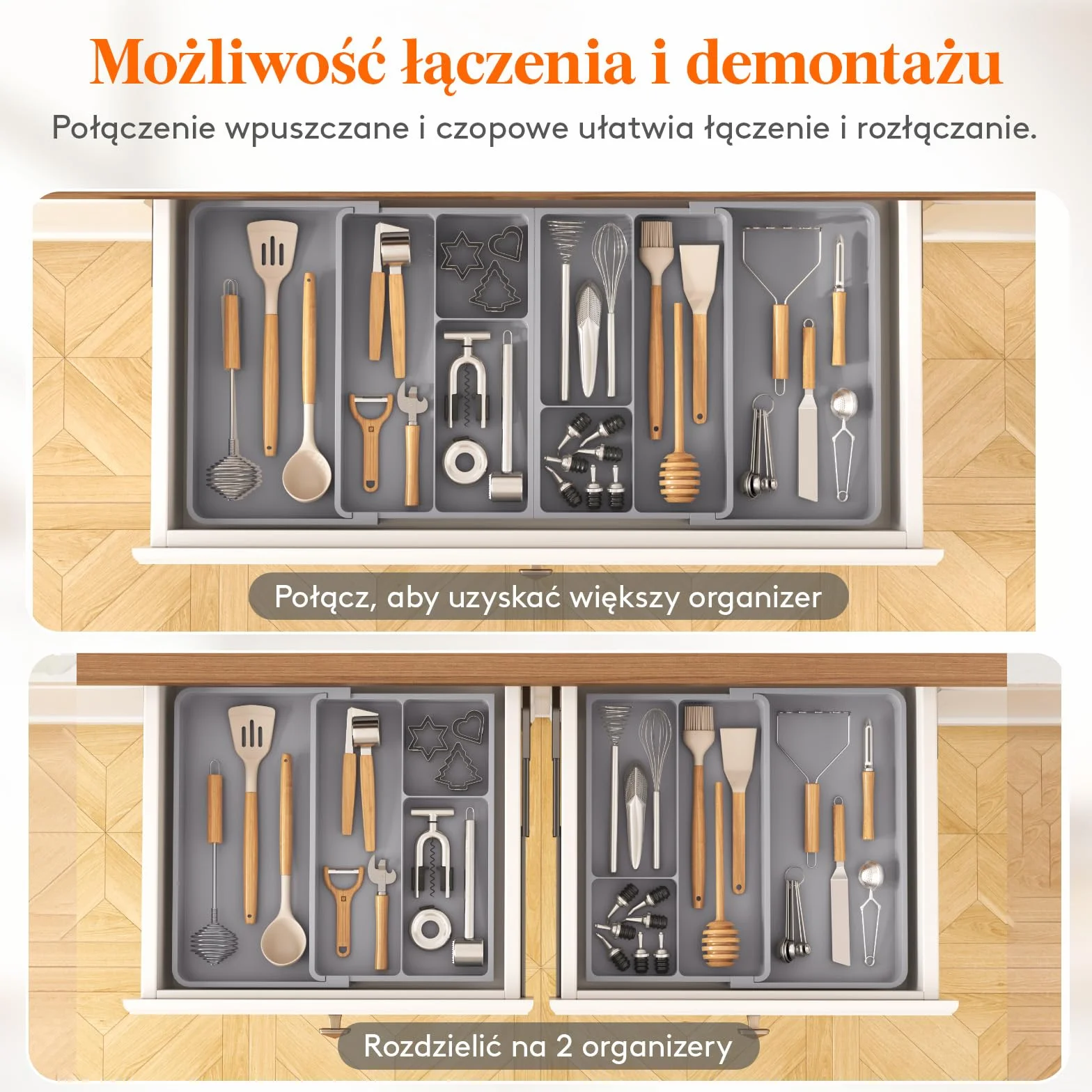 Lifewit Organizer do szuflad rozszerzalny 81 cm taca na sztućce plastikowa
