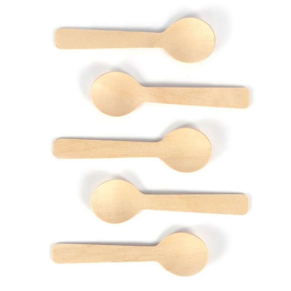 100 szt. drewnianych łyżeczek zestaw sztućców – drewniane łyżki łyżka do lodów i herbaty 10 cm sztućce solidne, trwałe, elegancka alternatywa dla plastiku - degustacja deserów, imprezy, grill, piknik,