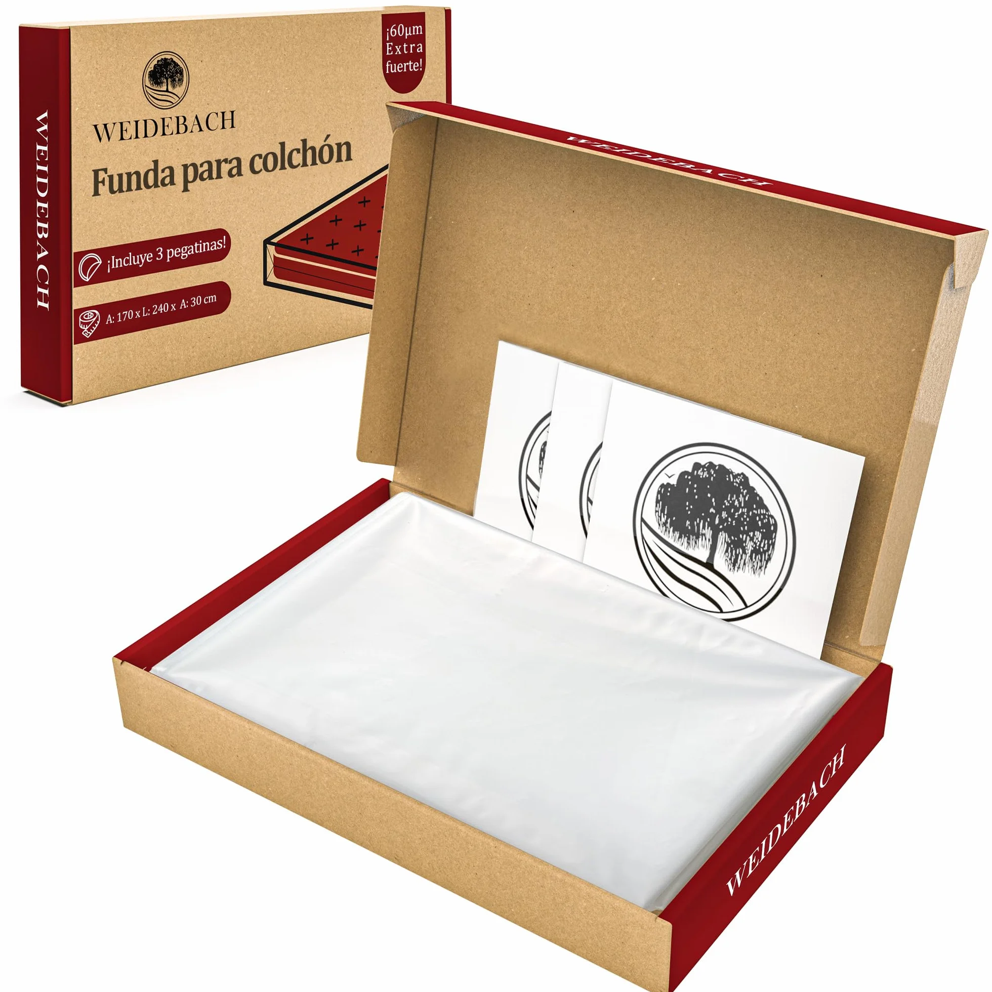 WEIDEBACH® Wytrzymały pokrowiec na materac, torba na materac o wymiarach 160 x 200 cm, torba do przechowywania i transportu, pokrowiec ochronny na materac chroniący przed zapachami i wilgocią
