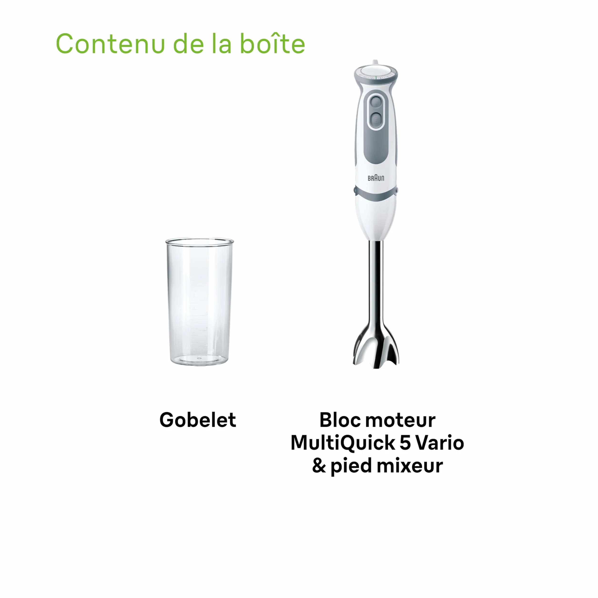 Braun Multiquick 5 Vario Blender Ręczny, Biały/Szary, 600 ml