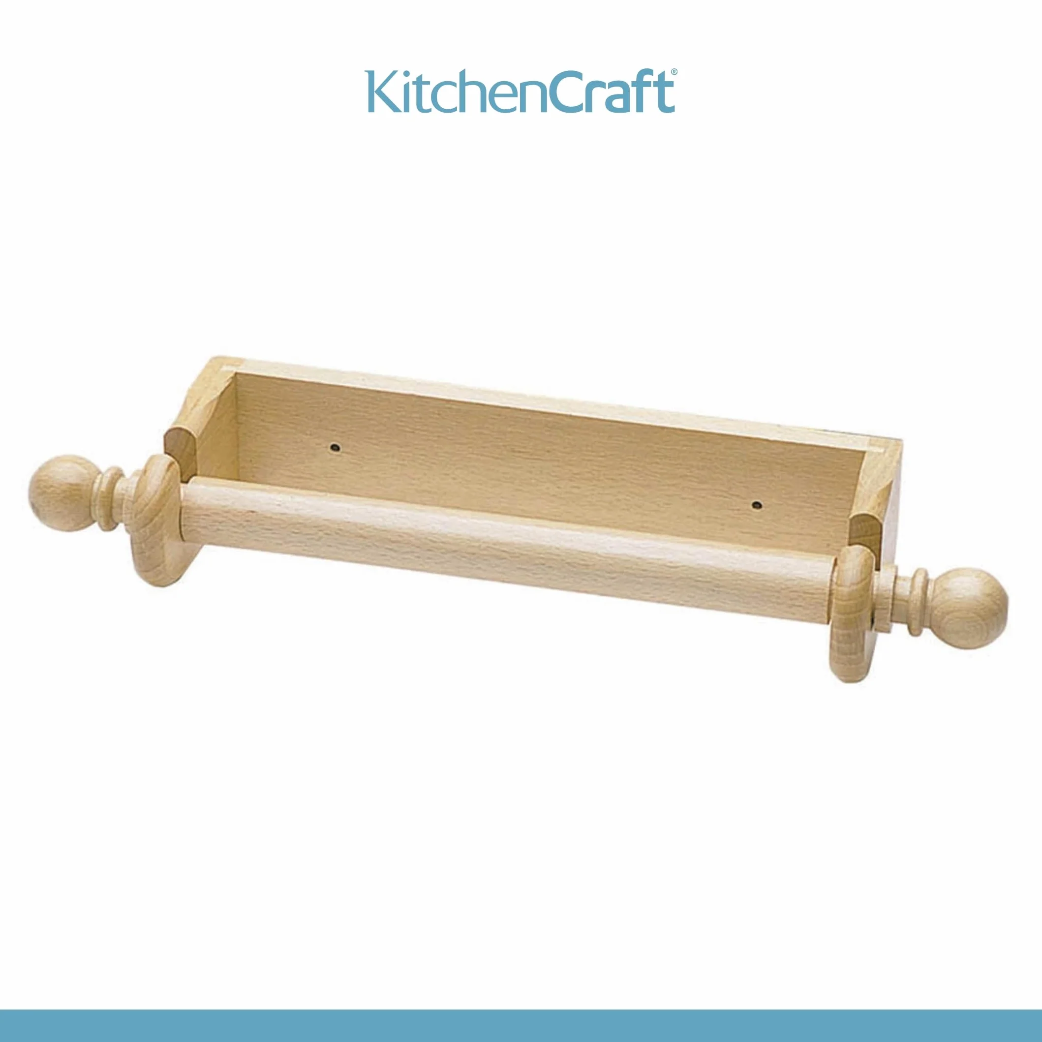 KitchenCraft Ścienny Uchwyt na Papierowe Ręczniki, Rolki do 25 cm, Drewniany, 29 cm - Kolor Brązowy