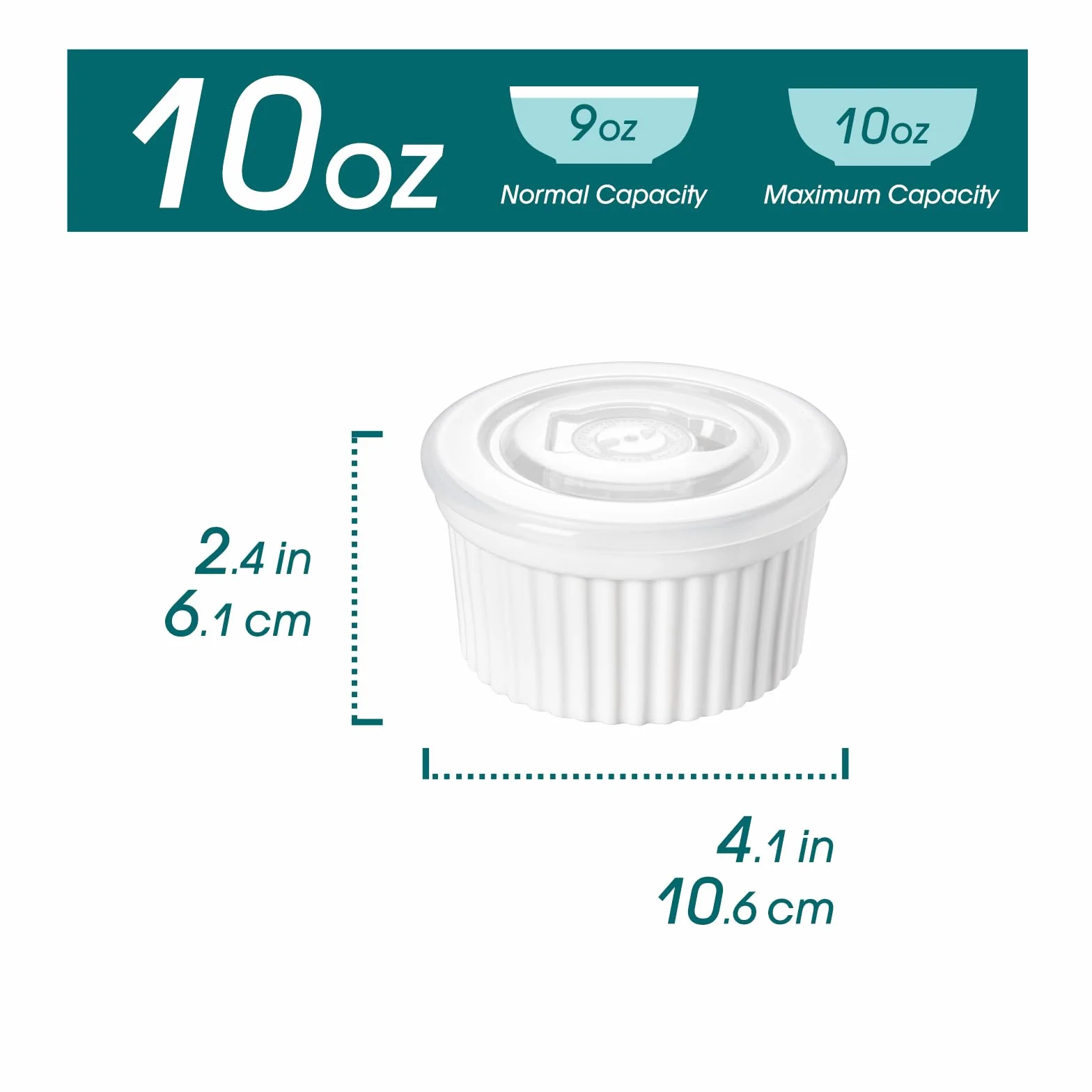 Vancasso Ramekiny z pokrywkami zestaw 6 sztuk 10,6 cm biała porcelana do pieczenia