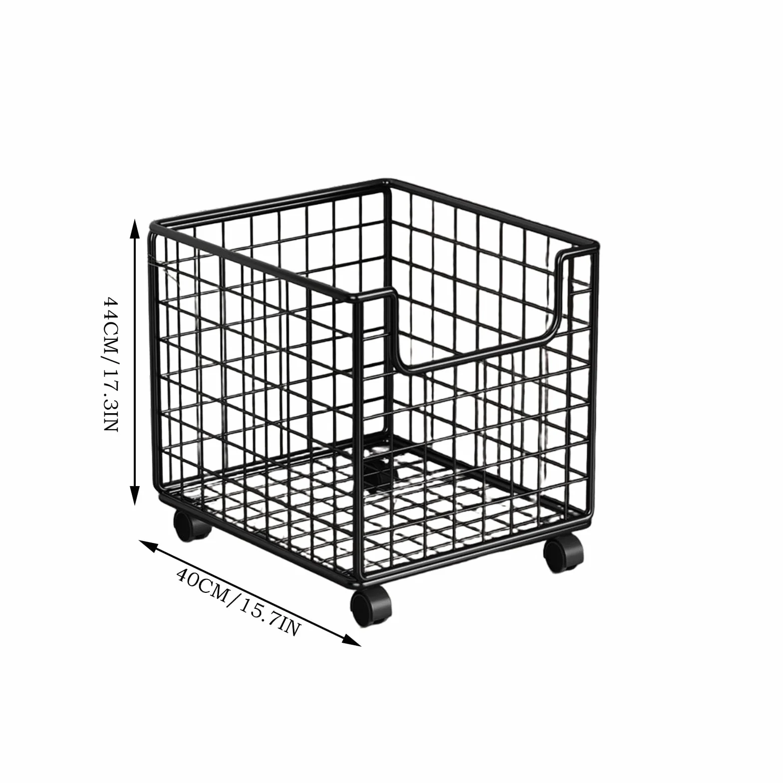 Kitchen Rolling Cart, 360° Rotating Storage Rack, Multi-Tier Floor Organizer with Wheels, Space-Saving Portable Utility Cart, Mesh Basket Design, for Pantry, Laundry, Bathroom, 28x44x40cm Black