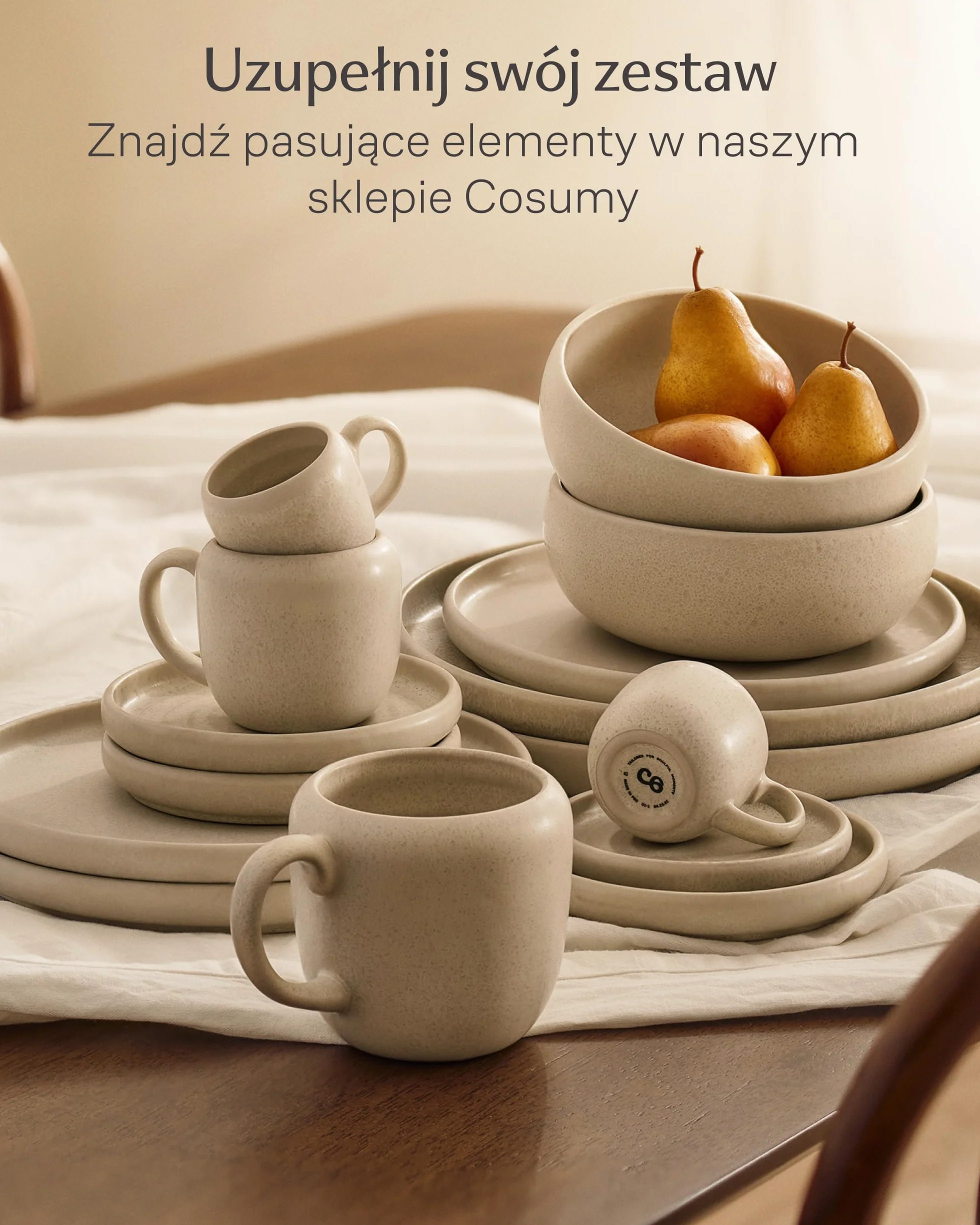 Cosumy Filiżanki do Cappuccino 4 Szt. 200 ml – Zestaw Filiżanek do Kawy z Talerzykiem w Bieli – Ergonomiczne Ucho, Grube Ścianki – Do Mikrofalówki i Zmywarki – Zestaw na 4 Osoby