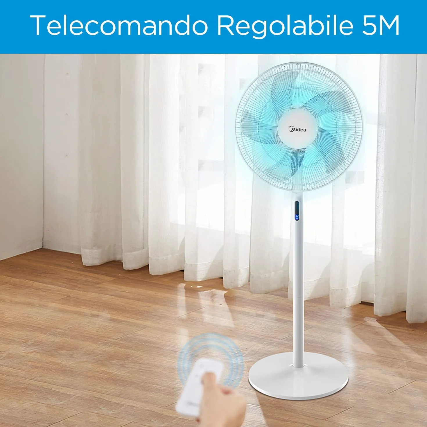 Midea FS40-18BR wentylator stojący 3 w 1, 8 prędkości, timer palma 40 cm, tworzywo sztuczne