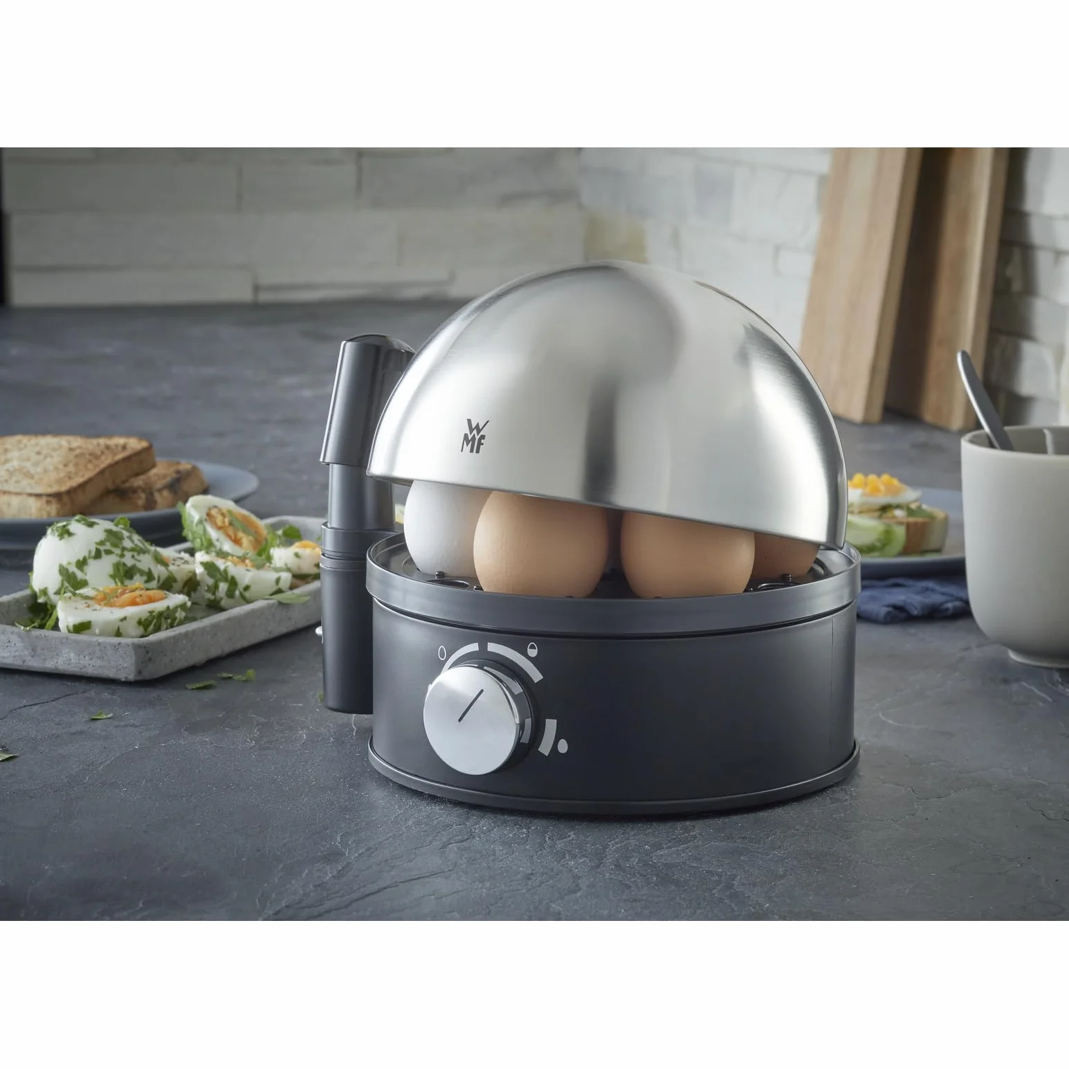 WMF 415070011 Stelio Jajowar, Stal Szlachetna, 380 W, 7 l, Czarny/Chrom
