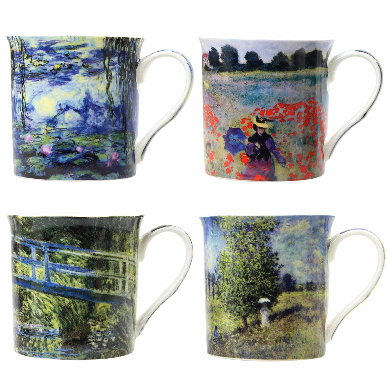 Lesser & Pavey LP93066A Monet Kubki 4 sztuki, Fine China, wielokolorowe, 12 x 8 x 9 cm, 300 ml