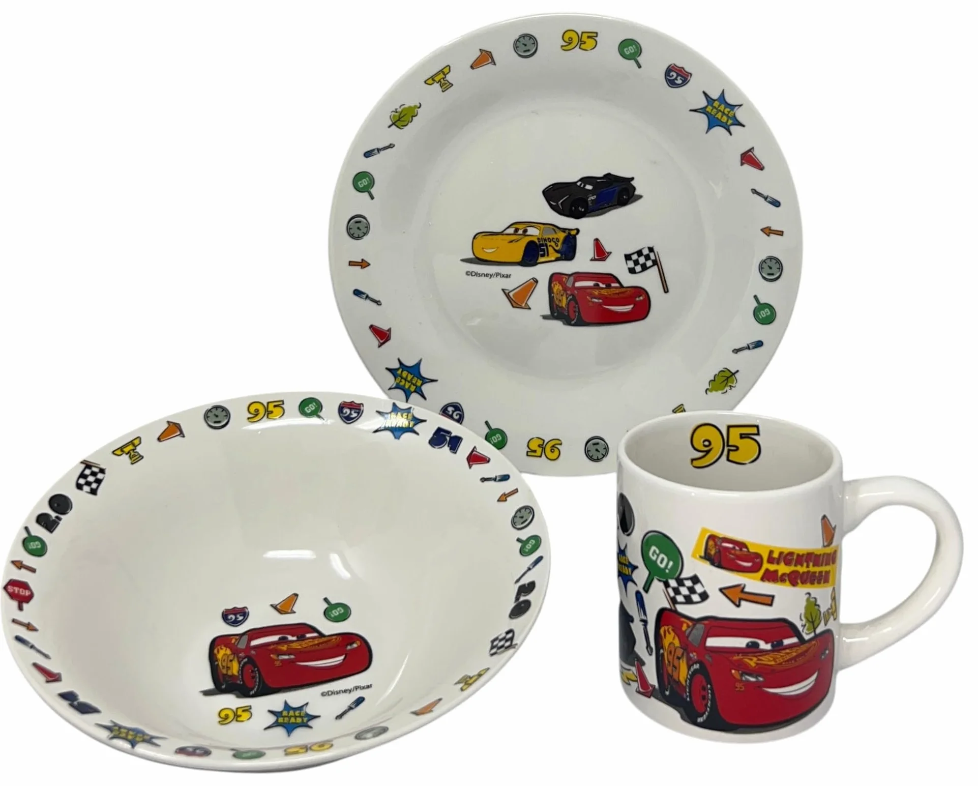 CARTOON 3-częściowy zestaw ceramiczny Disney Cars miska miska talerz zastawa stołowa dla dzieci zestaw obiadowy