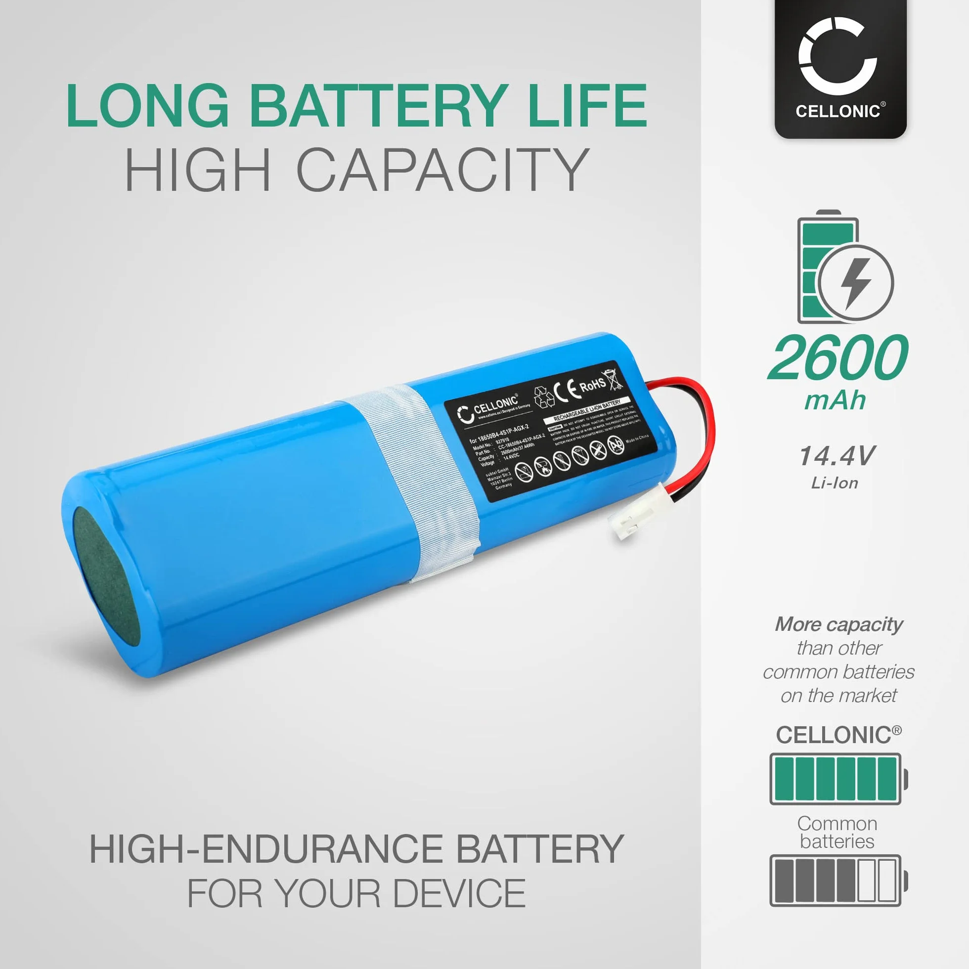 CELLONIC bateria zamienna do ILIFE Zaco V5s Pro V3s Pro V5x 14.4V 2600mAh litowo-jonowy