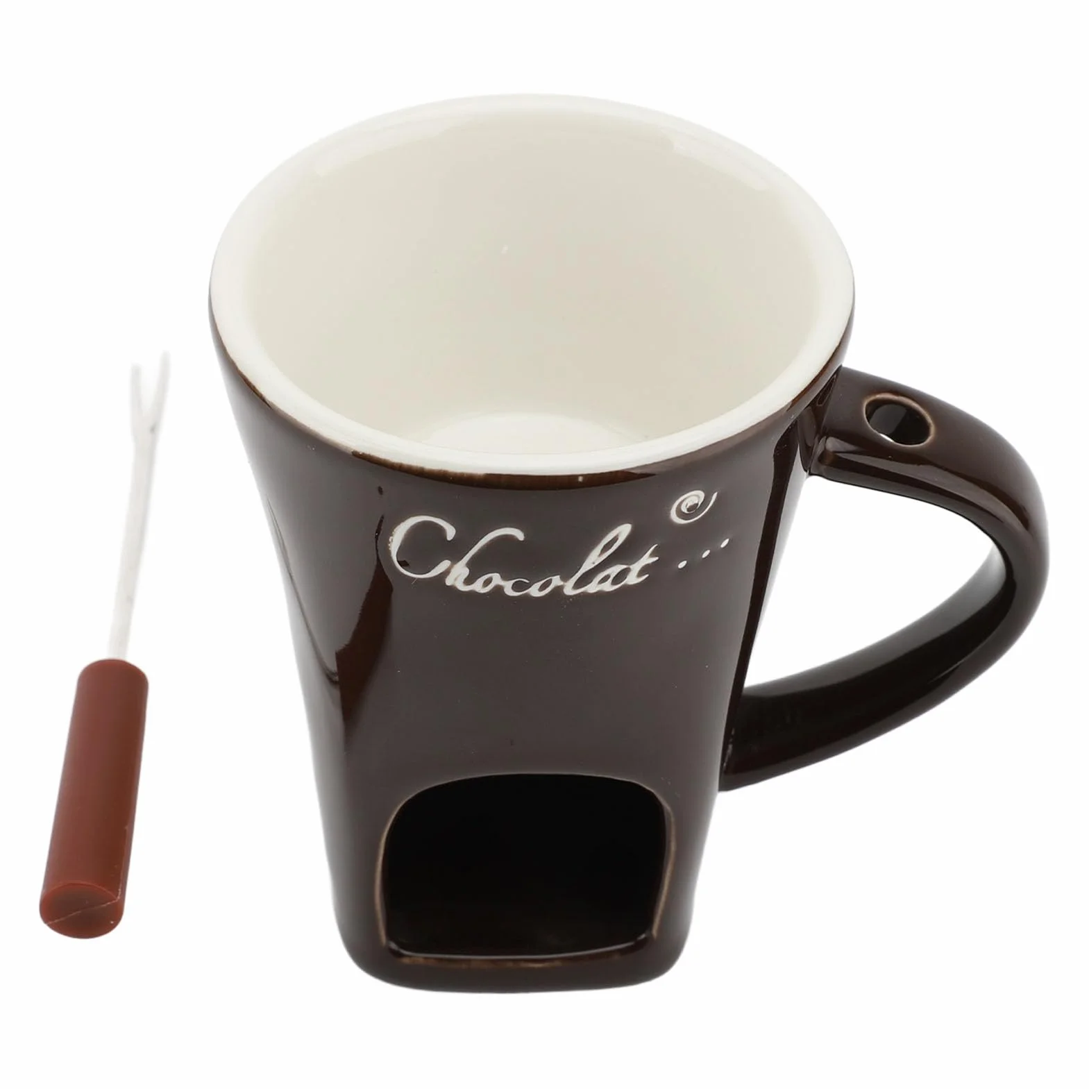 Czekoladowy Kubek Fondue, Fondue Kubek Czekoladowy Topnienie Fondue Kubek Ceramiczny Masło Cieplny Garnek Czekoladowy Topnienie Dostarcza Czekoladowe Kubki Fondue z Widelcem na Masło Czekoladowe