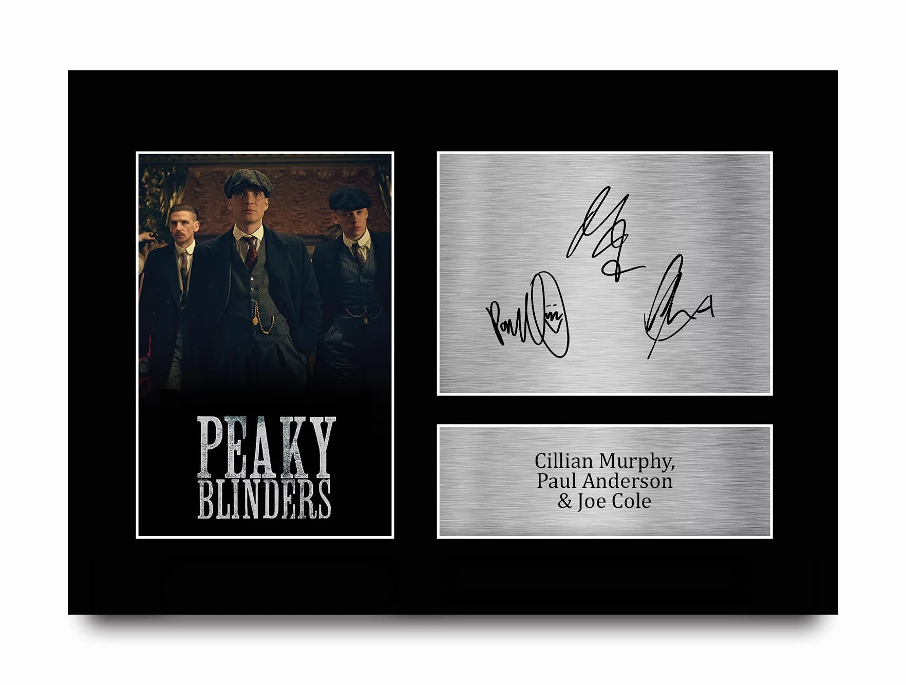 HWC Trading A4 Cillian Murphy Paul Anderson & Joe Cole Peaky Blinders Tommy, Arthur, John Shelby Prezenty Drukowane Podpisane Zdjęcie Z Autografem Dla Fanów Seriali Telewizyjnych