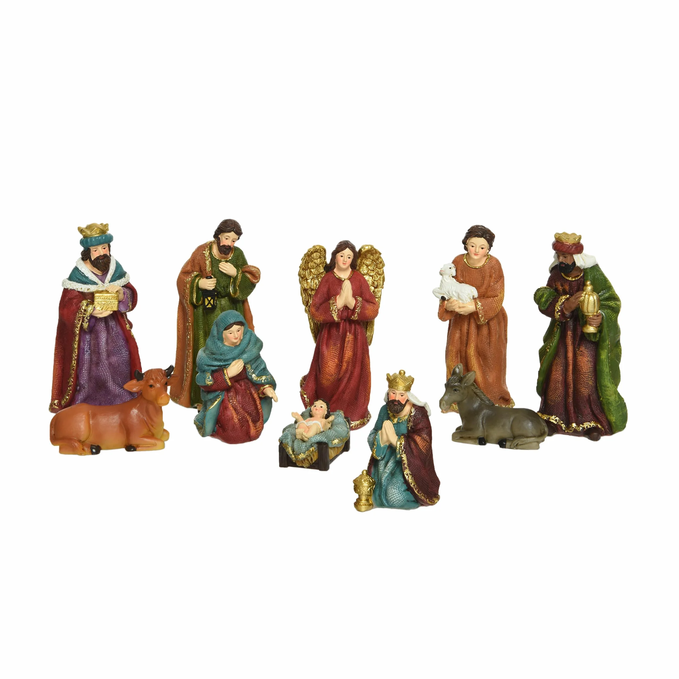 Spetebo Ręcznie malowane figurki bożonarodzeniowe do szopki - 10 sztuk / 11 cm - Dekoracja stołowa do szopki - Akcesoria do szopki