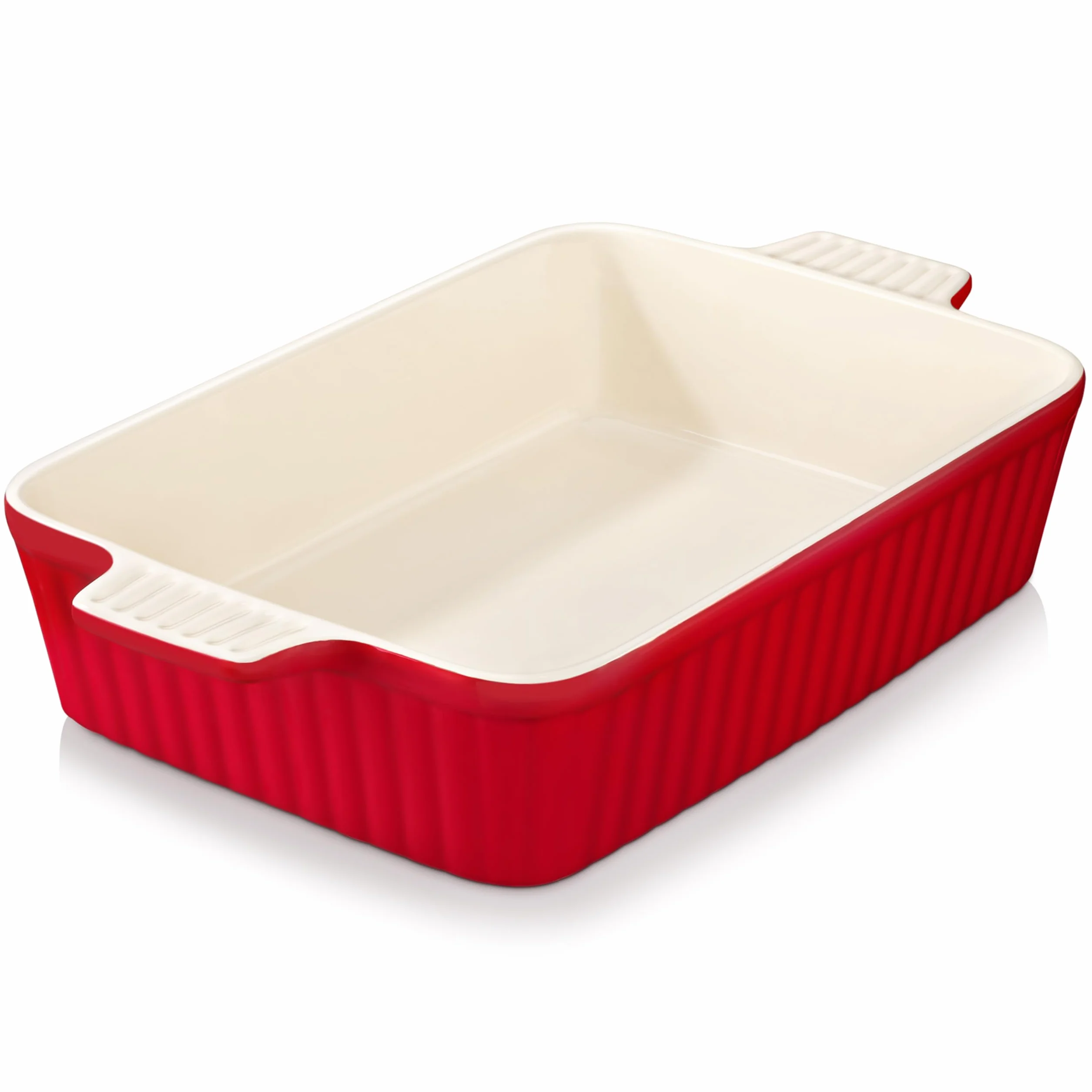 MALACASA 4,4 QT naczynie do pieczenia, 9 x 13 duże naczynie do zapiekania do piekarnika, ceramiczna forma do pieczenia, prostokątna, głęboka patelnia do lasagne z uchwytami do pieczenia, trwała