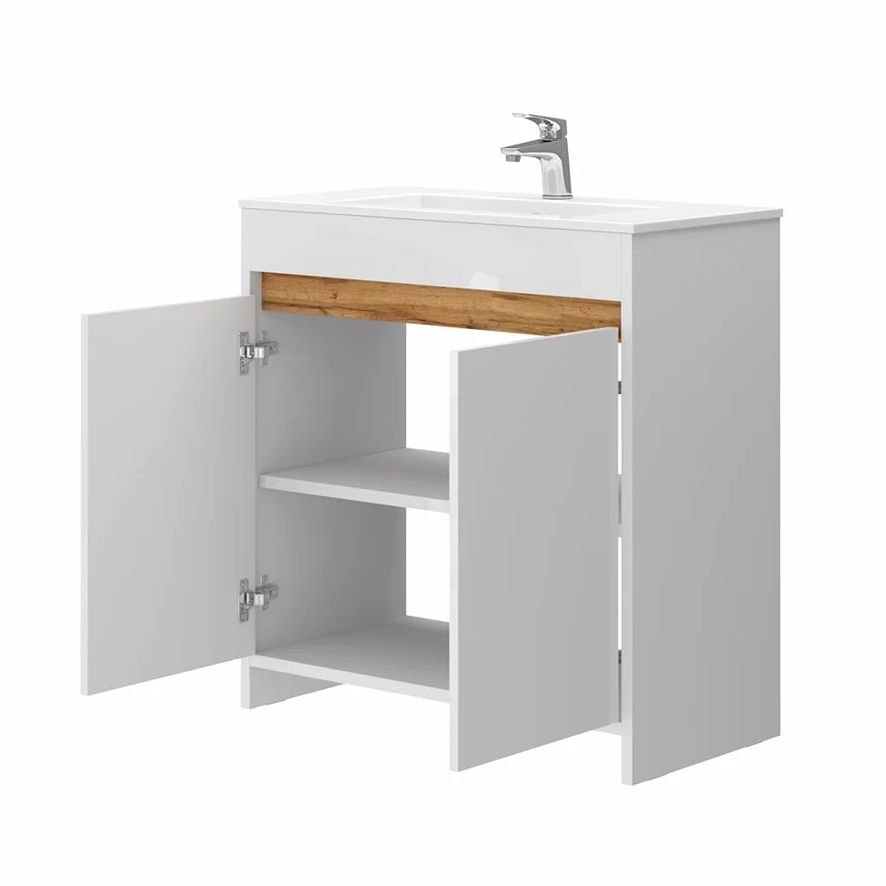 Vicco Zestaw mebli łazienkowych "Lemgo", Biały wysoki połysk, 79.8 cm