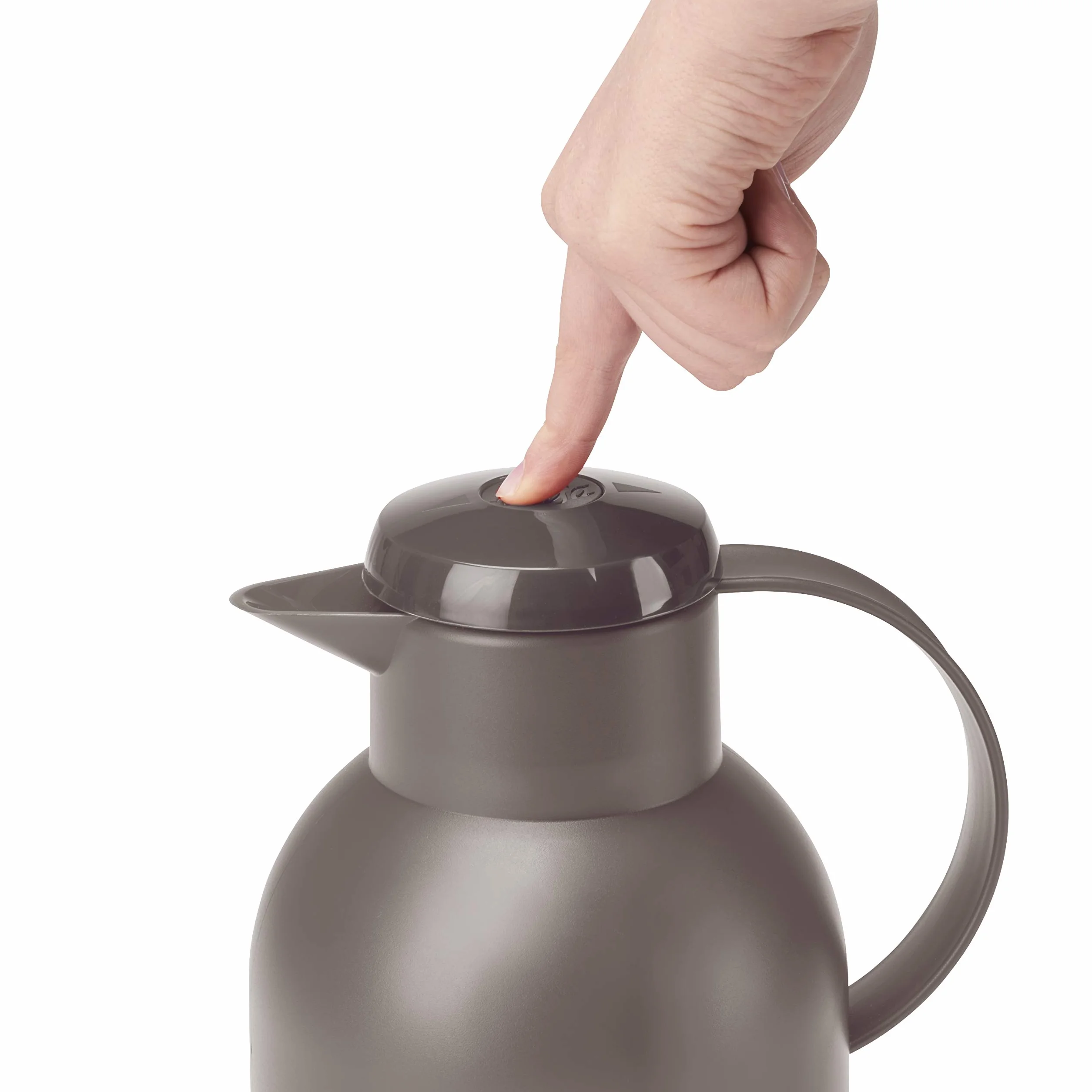 Emsa N40122 Samba termos | 1,5 litra | zamknięcie Quick Press | 12 h gorący i zimny przez 24 h | półprzezroczysty szarobrązowy