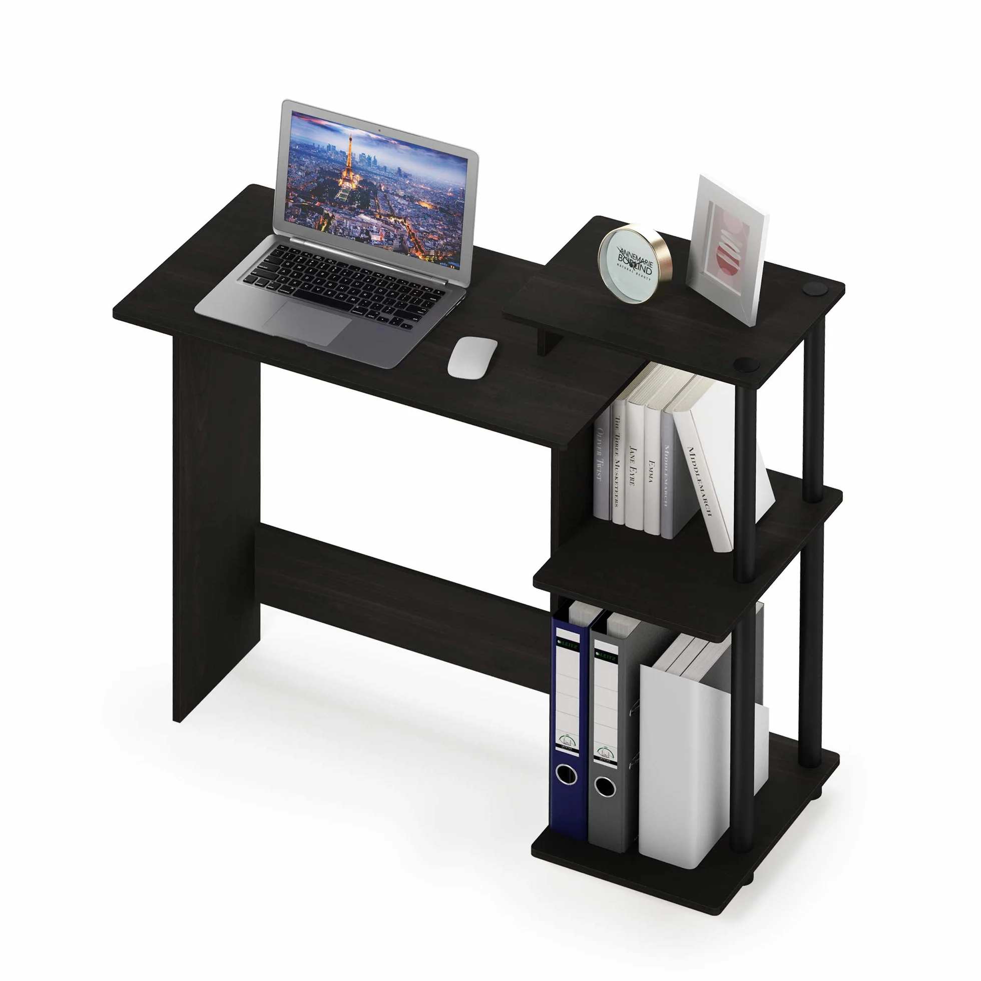 Furinno Wydajne Domowe Biurko Do Laptopa, Notebooka, Nauki i Pisania, Espresso/Czarne