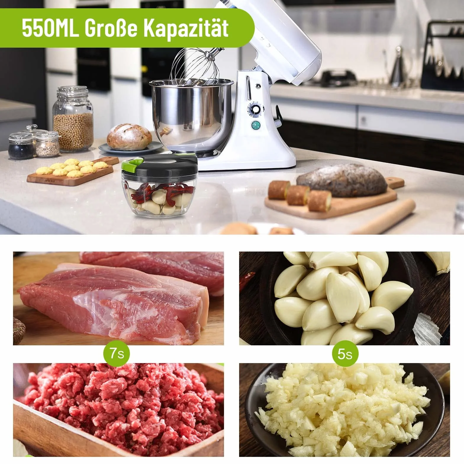 Mkitnvy Rozdrabniacz ręczny do warzyw, cebuli, czosnku, mięsa - blender krajalnica