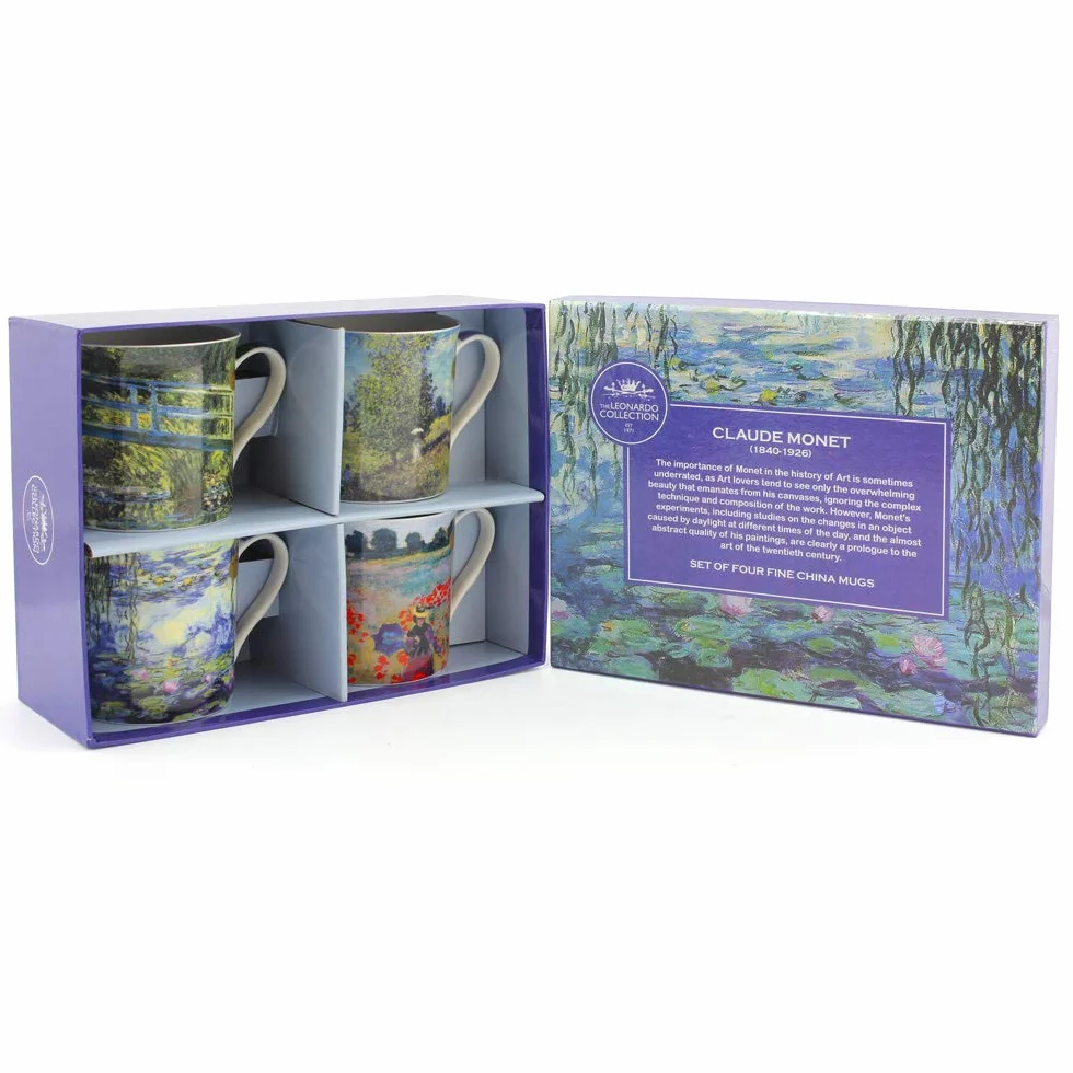 Lesser & Pavey LP93066A Monet Kubki 4 sztuki, Fine China, wielokolorowe, 12 x 8 x 9 cm, 300 ml