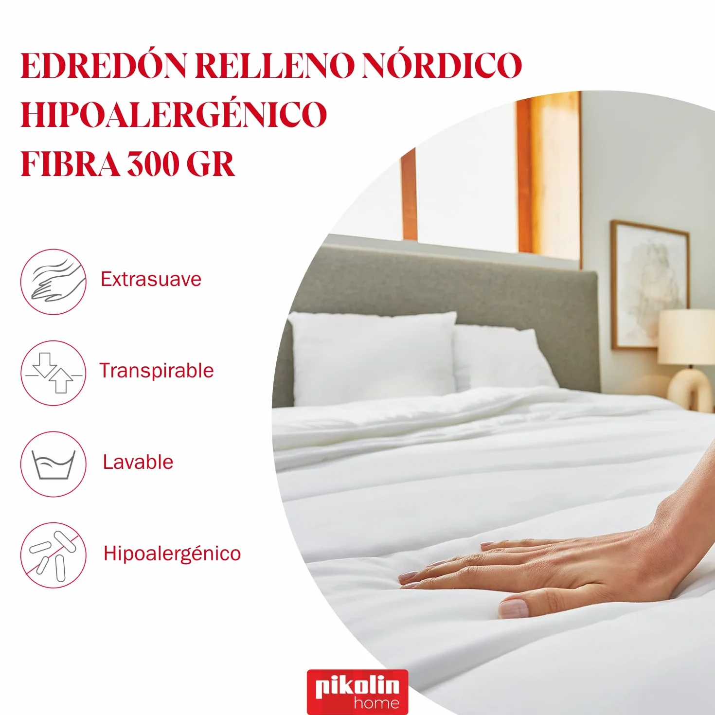 Pikolin Home - Kołdra jesienno-zimowa 300 g, włókno Ecolofil w dotyku puch, wypełnienie na łóżko 120 (200 x 200 cm)