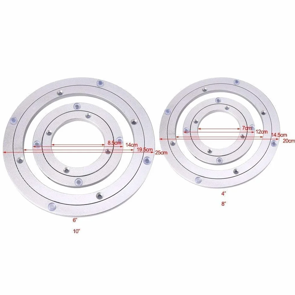 Obrotowy gramofon, plyta obrotowa aluminiowa, wytrzymała konstrukcja dla jadalni, gładki talerz obrotowy stół jadalny 25 cm