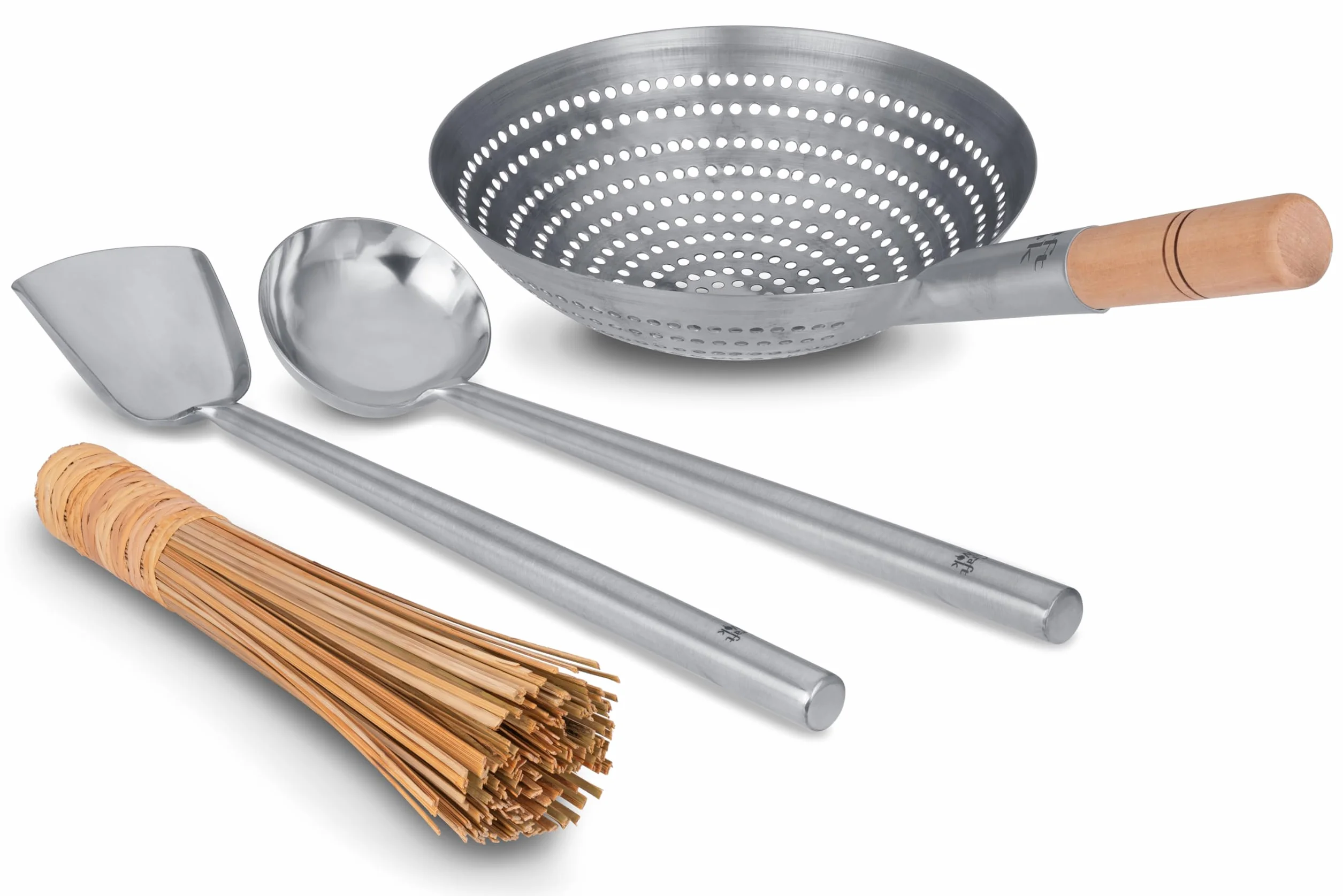 Craft Wok S/s Tools 4 szt. Zestaw: Chochla, szpatułka, Sitko, Bambusowa Szczotka / Naczynia Tradycyjne Azjatyckie Naczynia Kuchenne / 732W324
